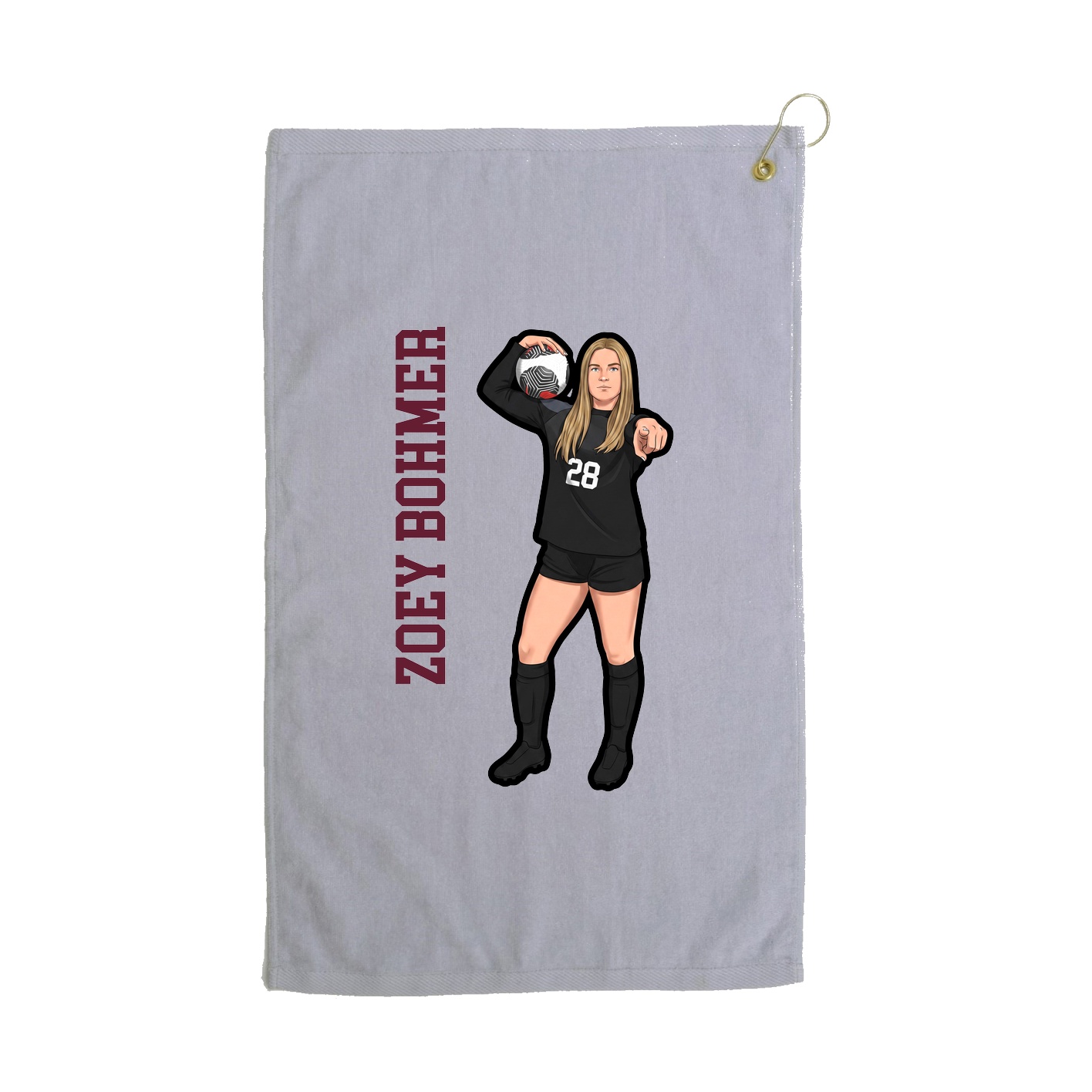 Golf Towel — Name Vertical in Grey