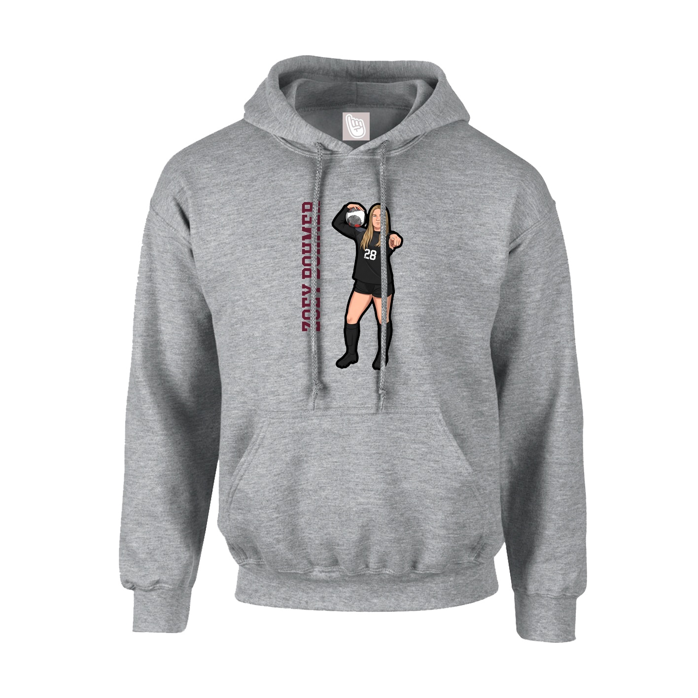 Hoodie — Name Vertical in Grey