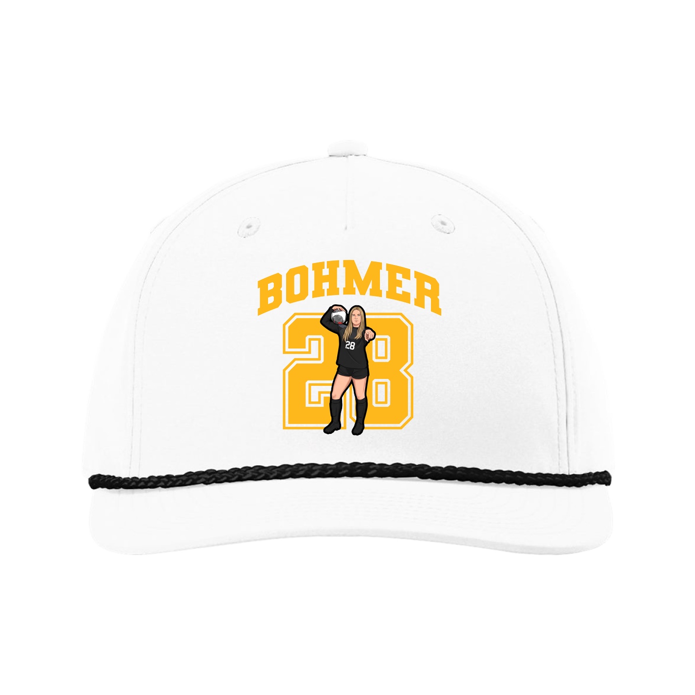 Five-Panel Classic Rope Cap — Number in White