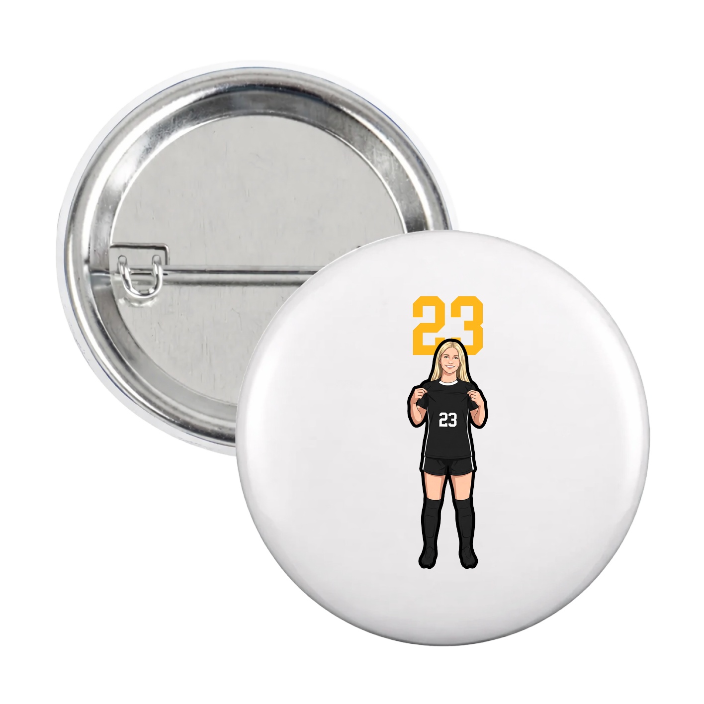 Game Day Button — Number Top in White