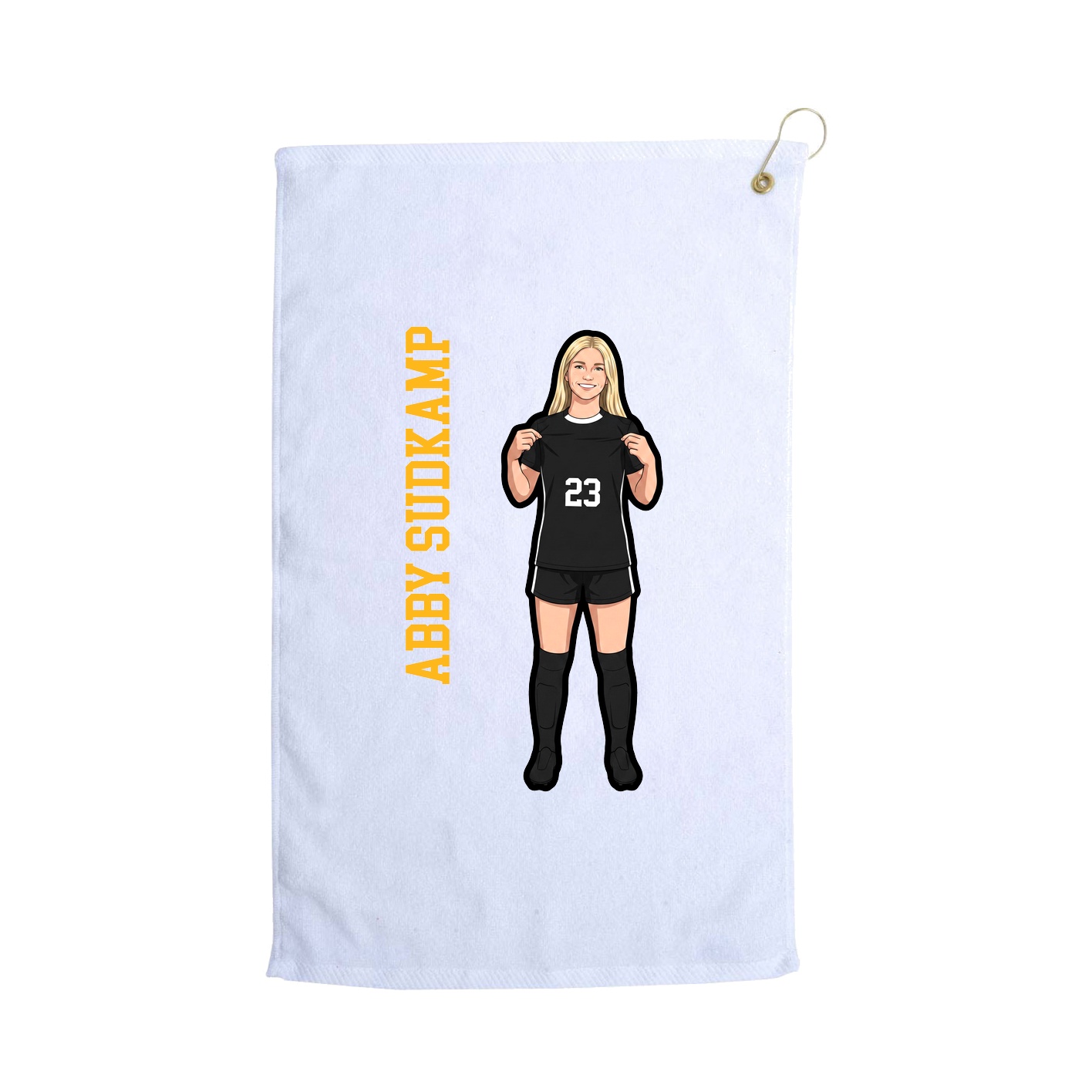 Golf Towel — Name Vertical in White