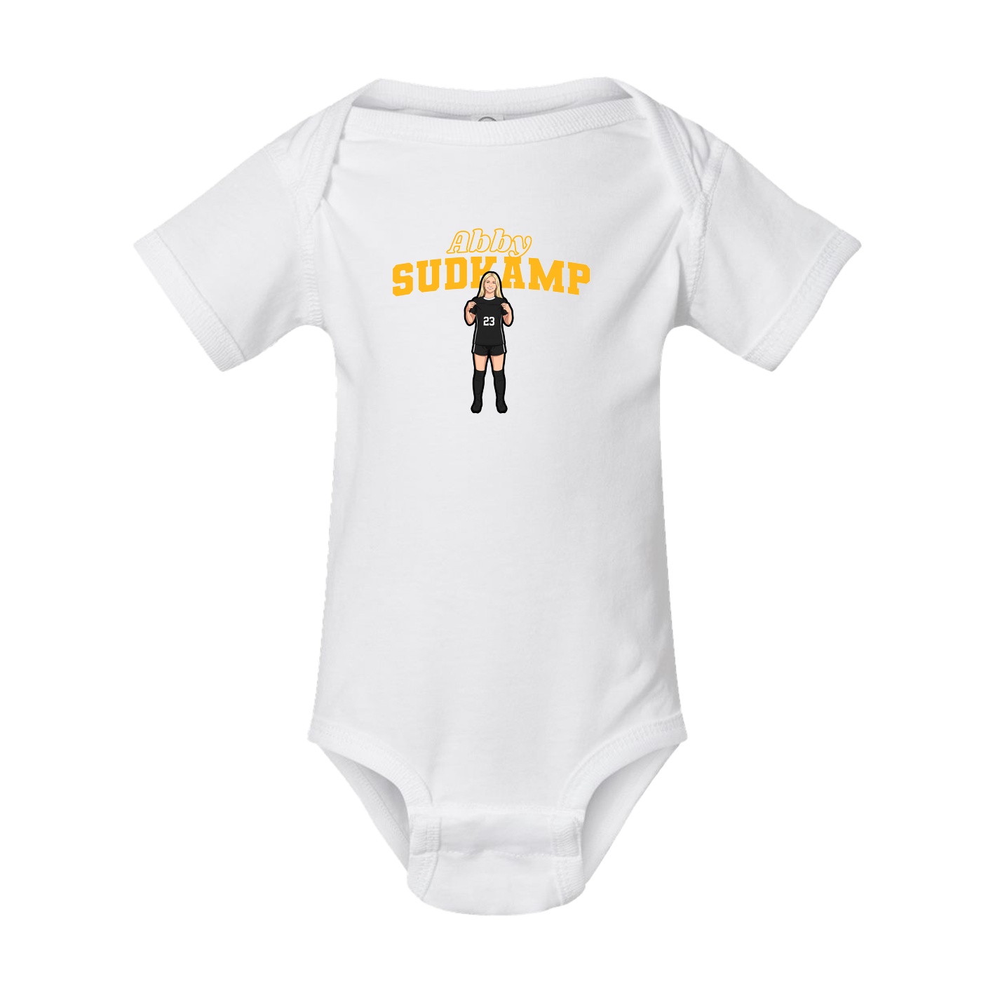 Baby Onesie — Name Arch in White