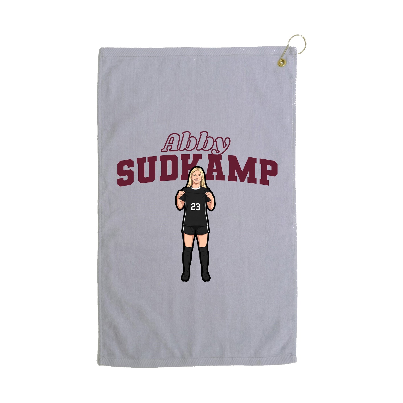 Golf Towel — Name Arch in Grey