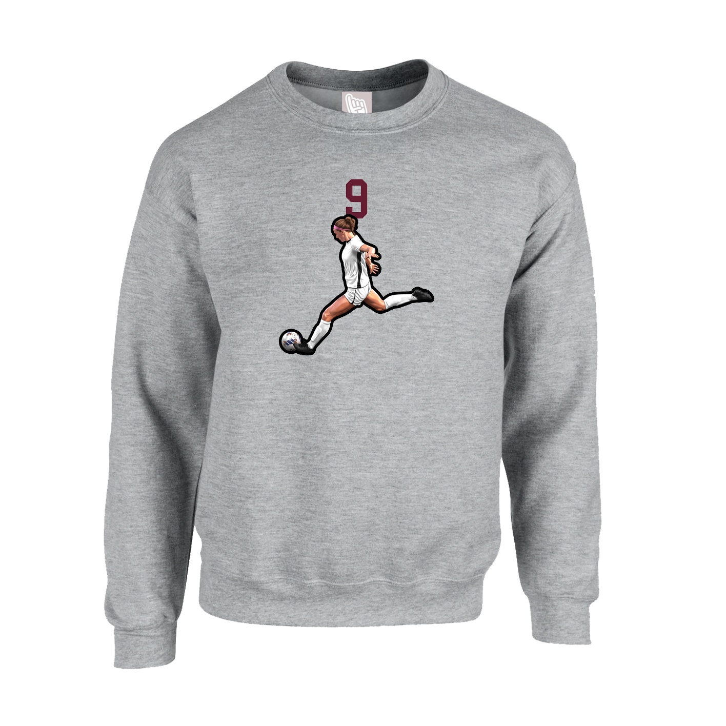 Fleece Crew — Number Top in Grey