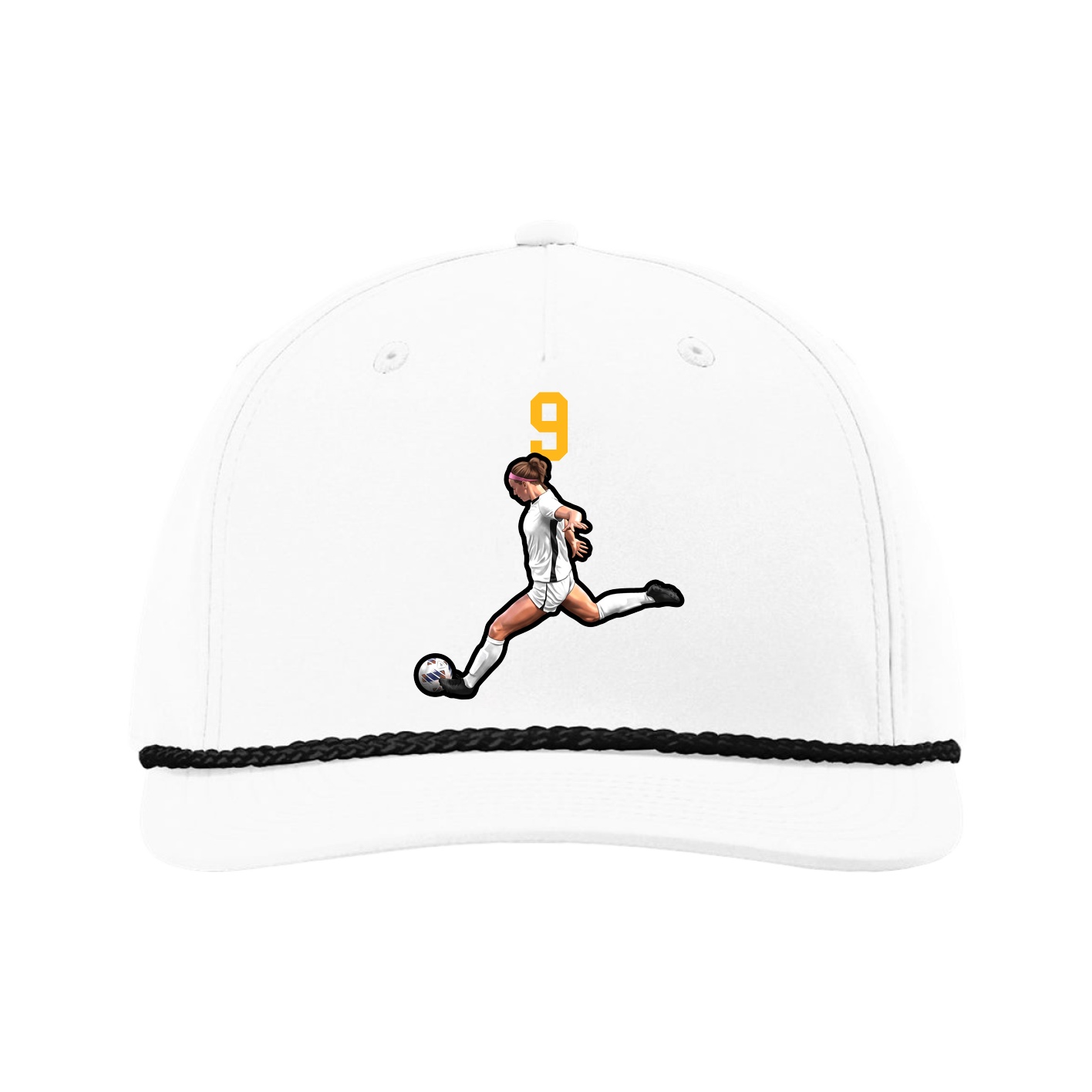 Five-Panel Classic Rope Cap — Number Top in White