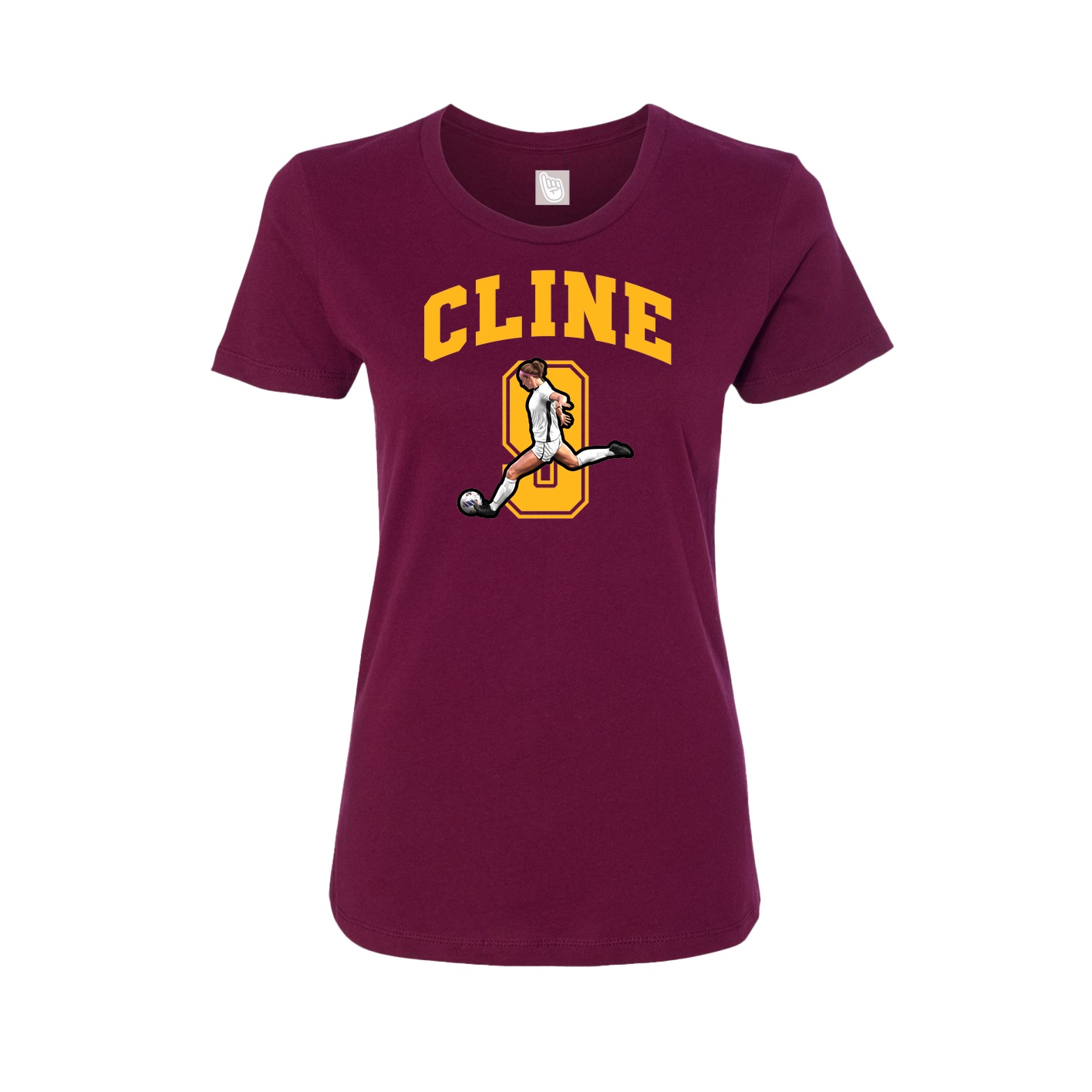 Fitted Women's Tee — Number in Maroon