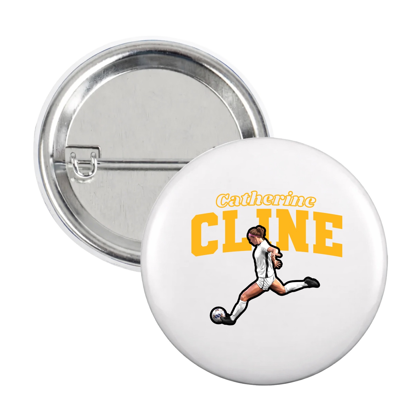 Game Day Button — Name Arch in White