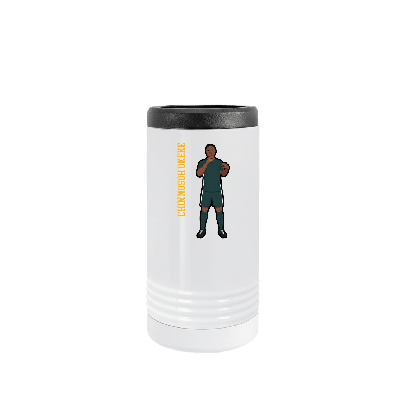 Slim Beverage Holder — Name Vertical in White