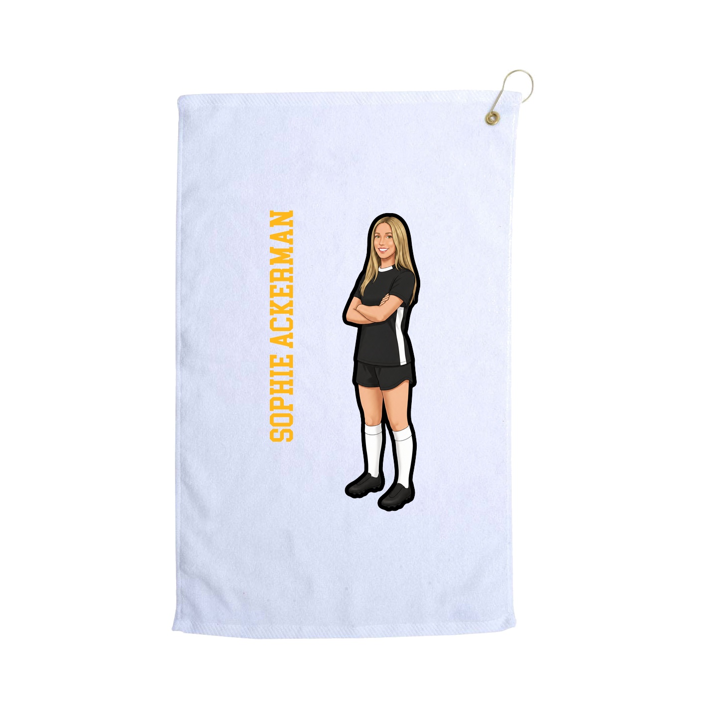 Golf Towel — Name Vertical in White