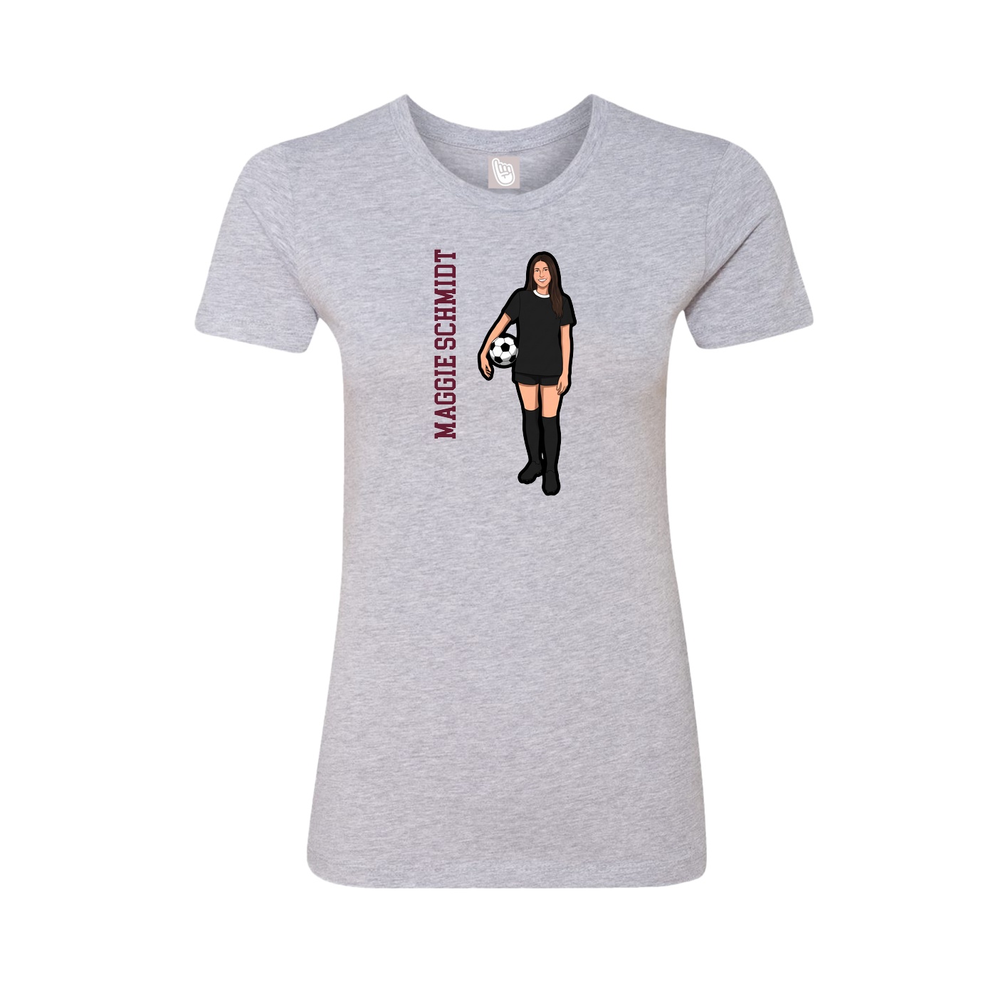 Fitted Women's Tee — Name Vertical in Grey