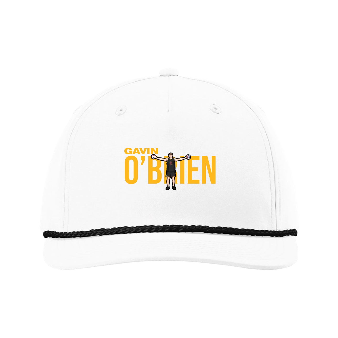 Five-Panel Classic Rope Cap — Player Name in White