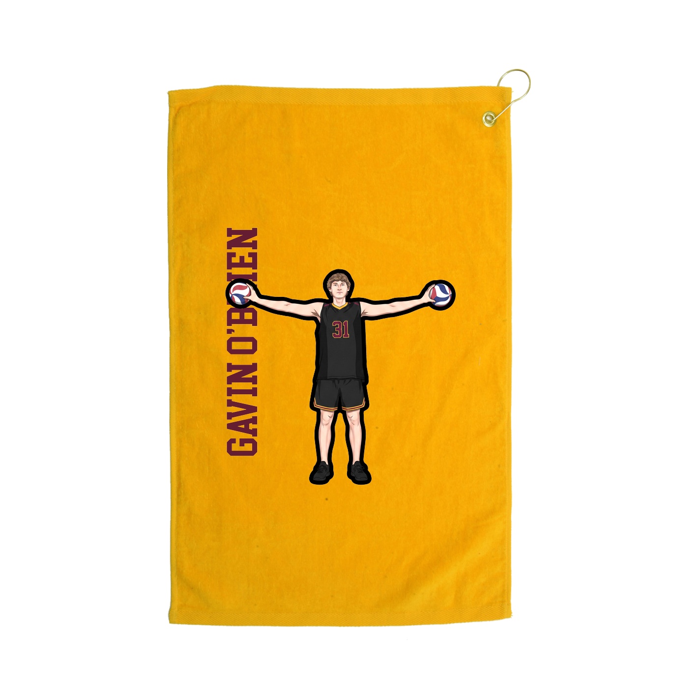 Golf Towel — Name Vertical in Gold