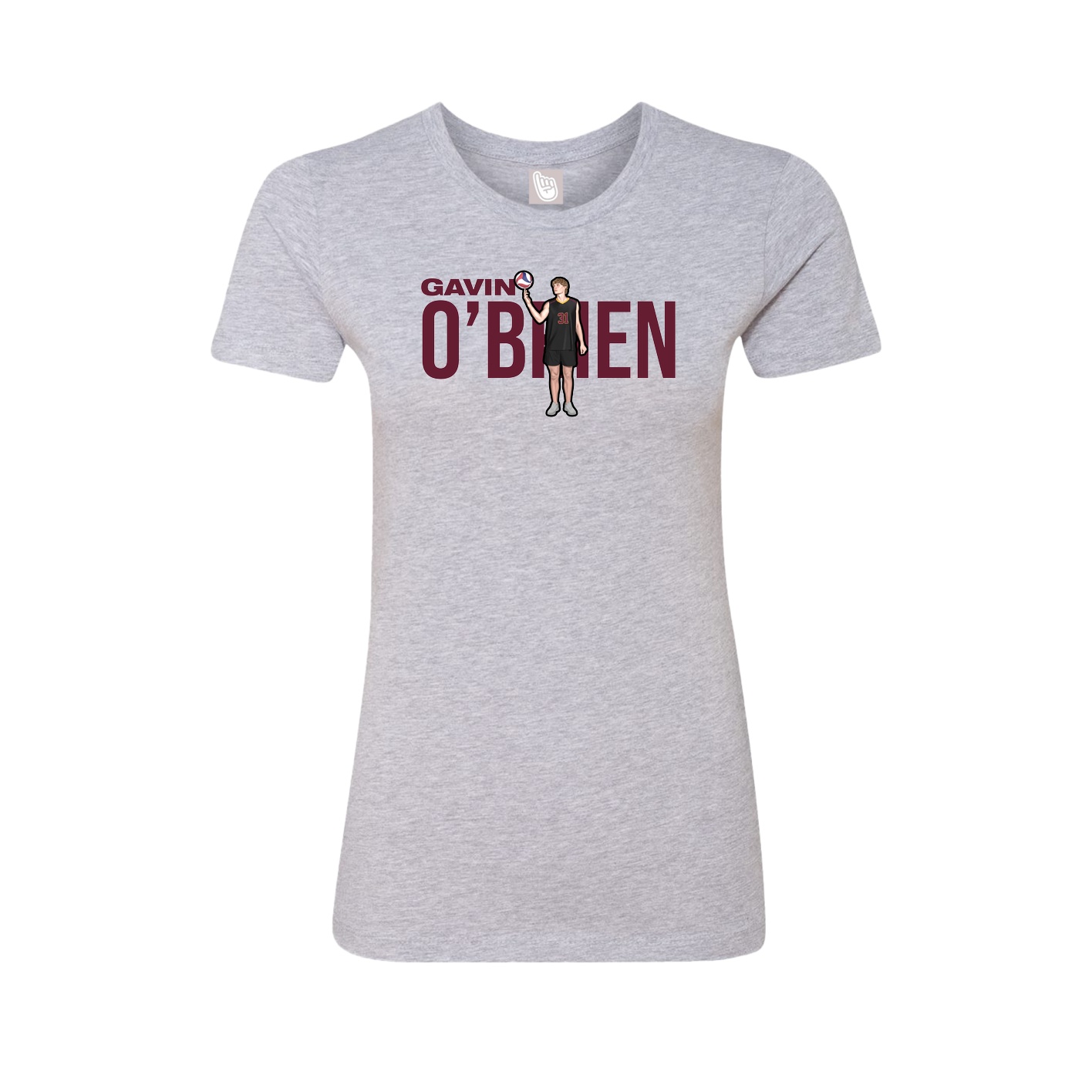 Fitted Women's Tee — Player Name in Grey