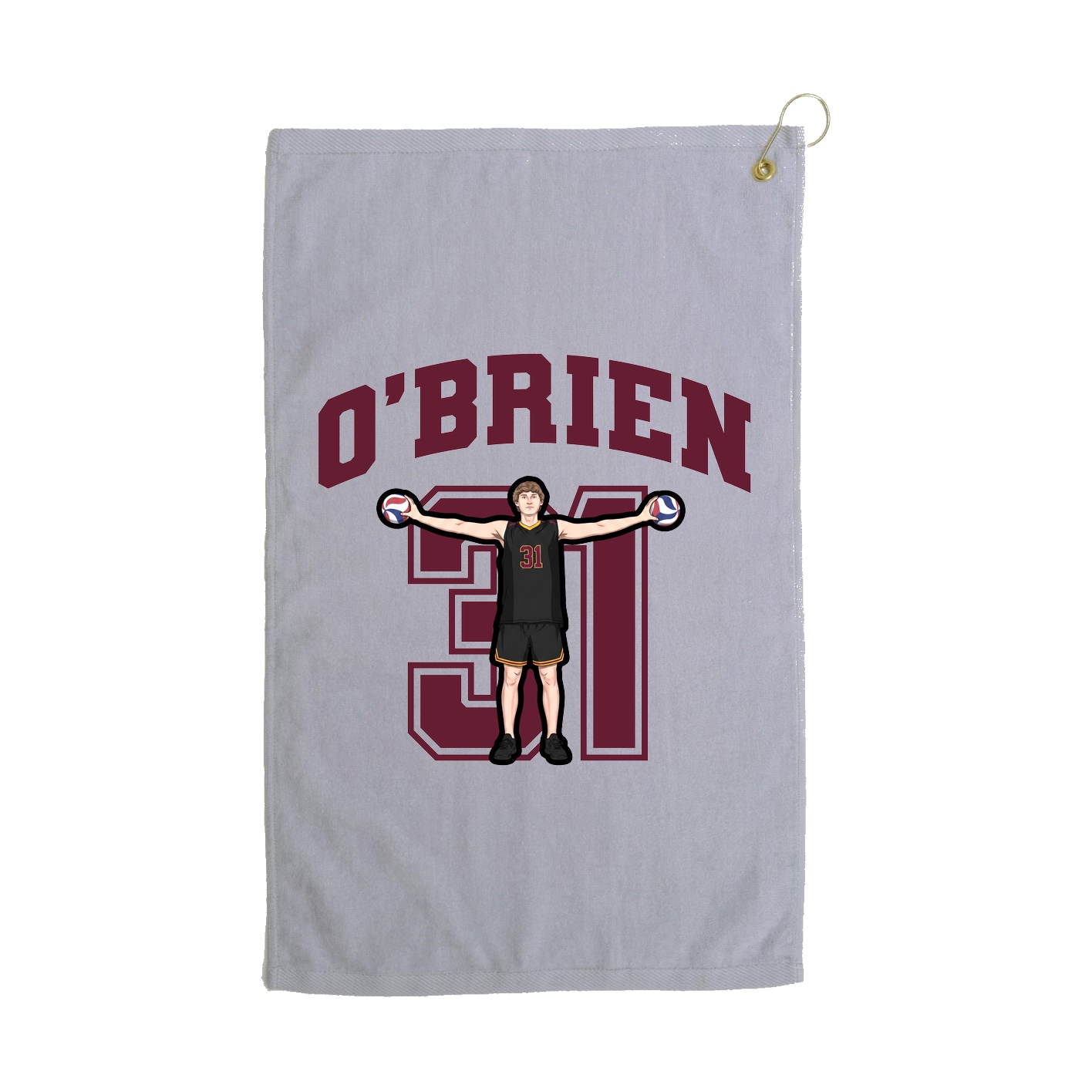 Golf Towel — Number in Grey