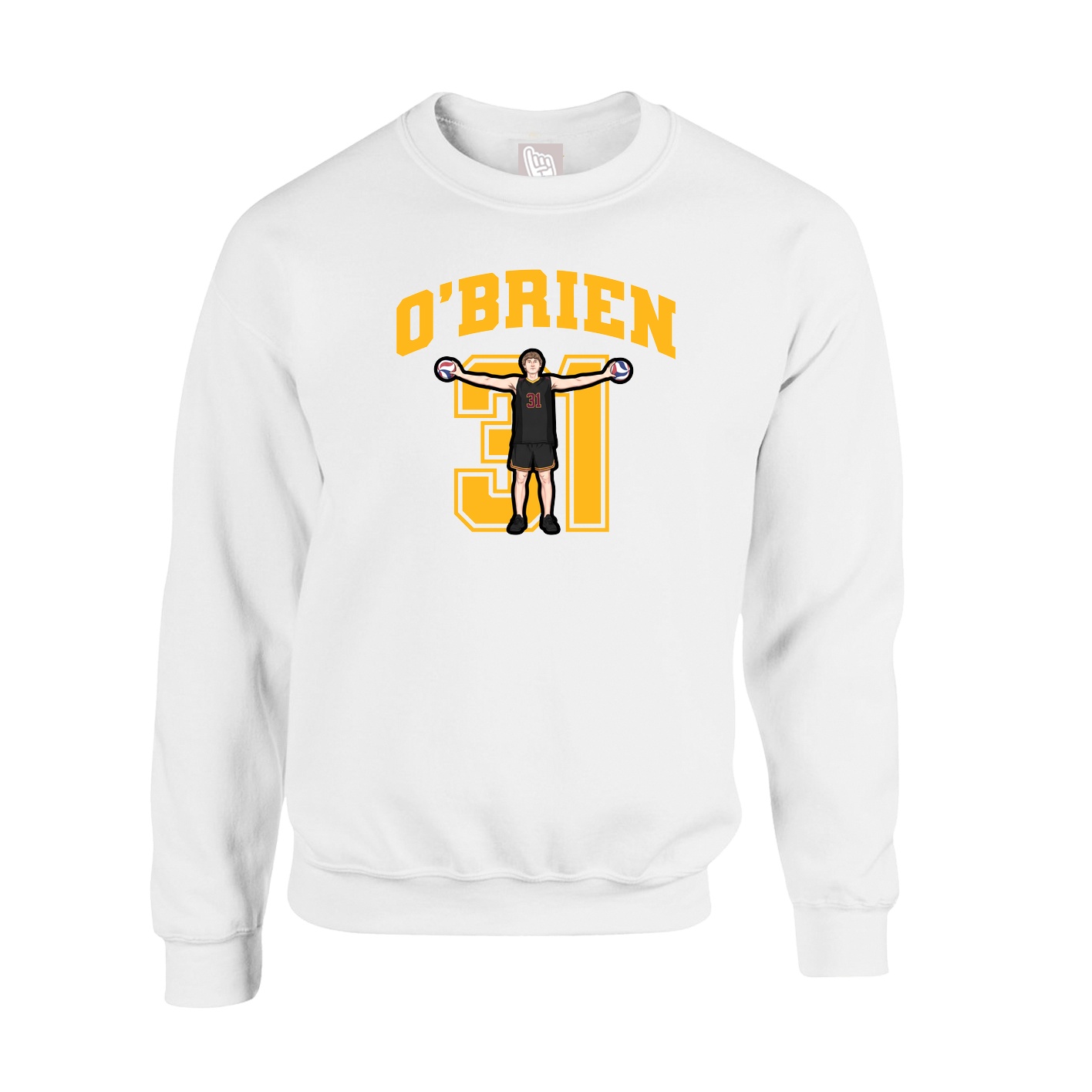 Fleece Crew — Number in White