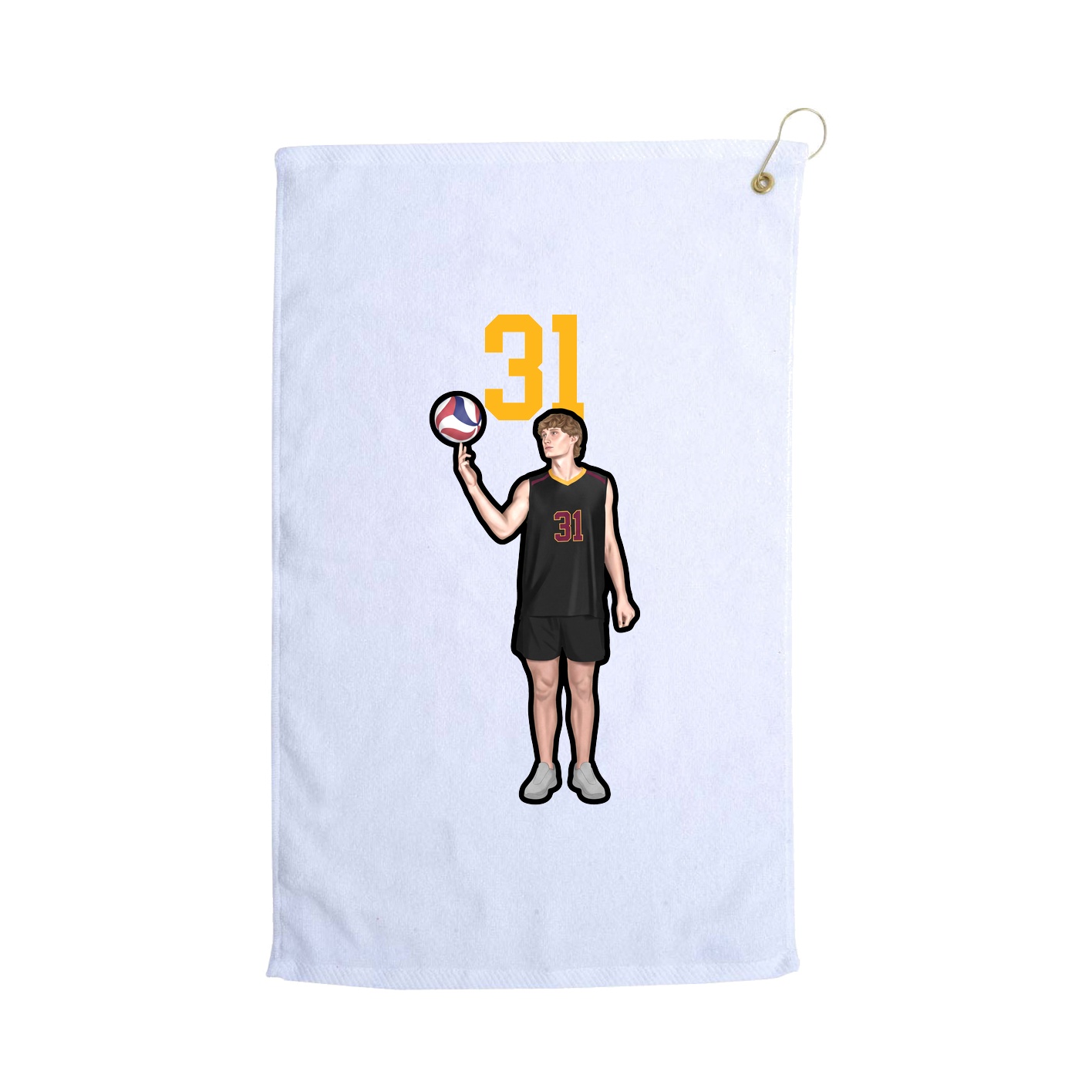 Golf Towel — Number Top in White