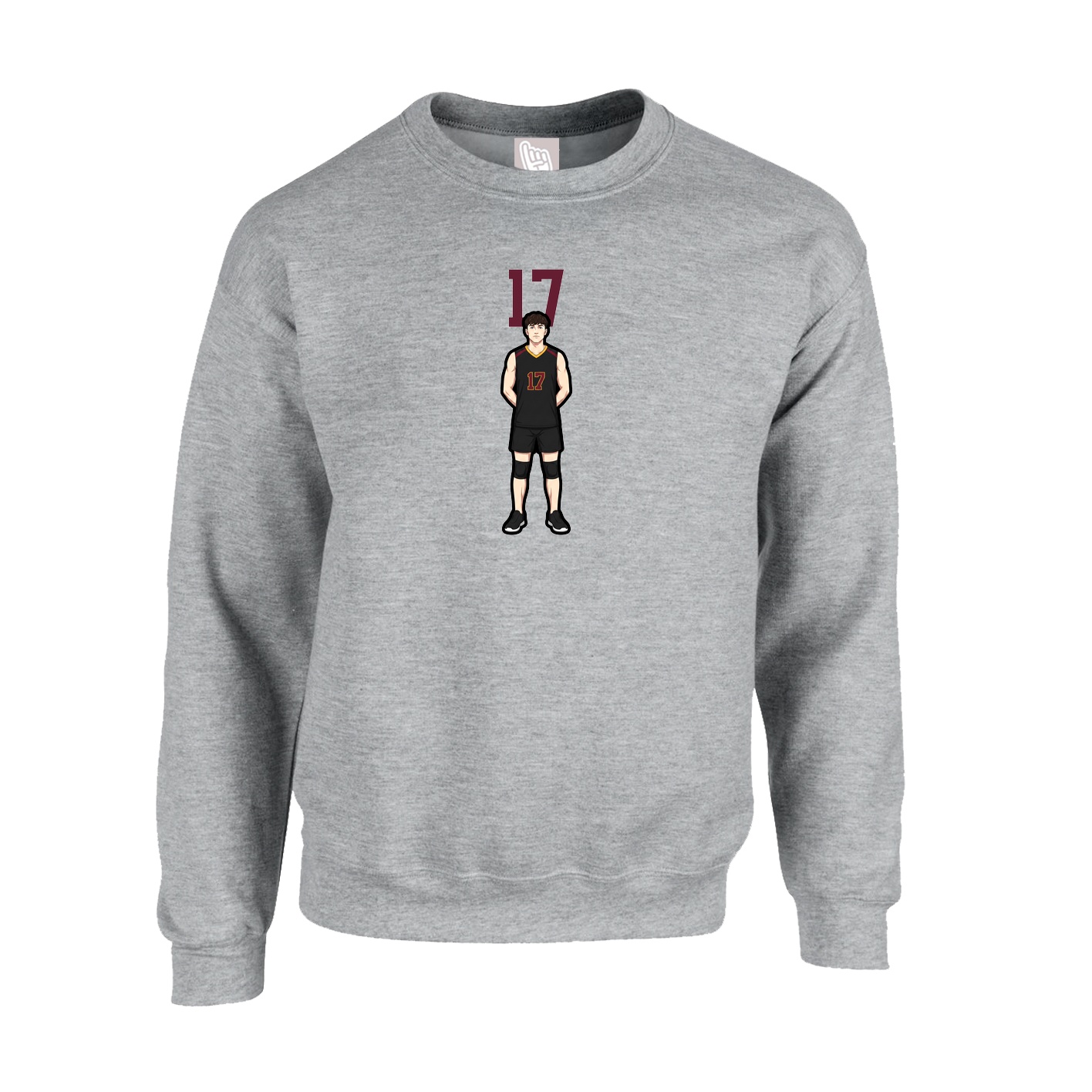 Fleece Crew — Number Top in Grey
