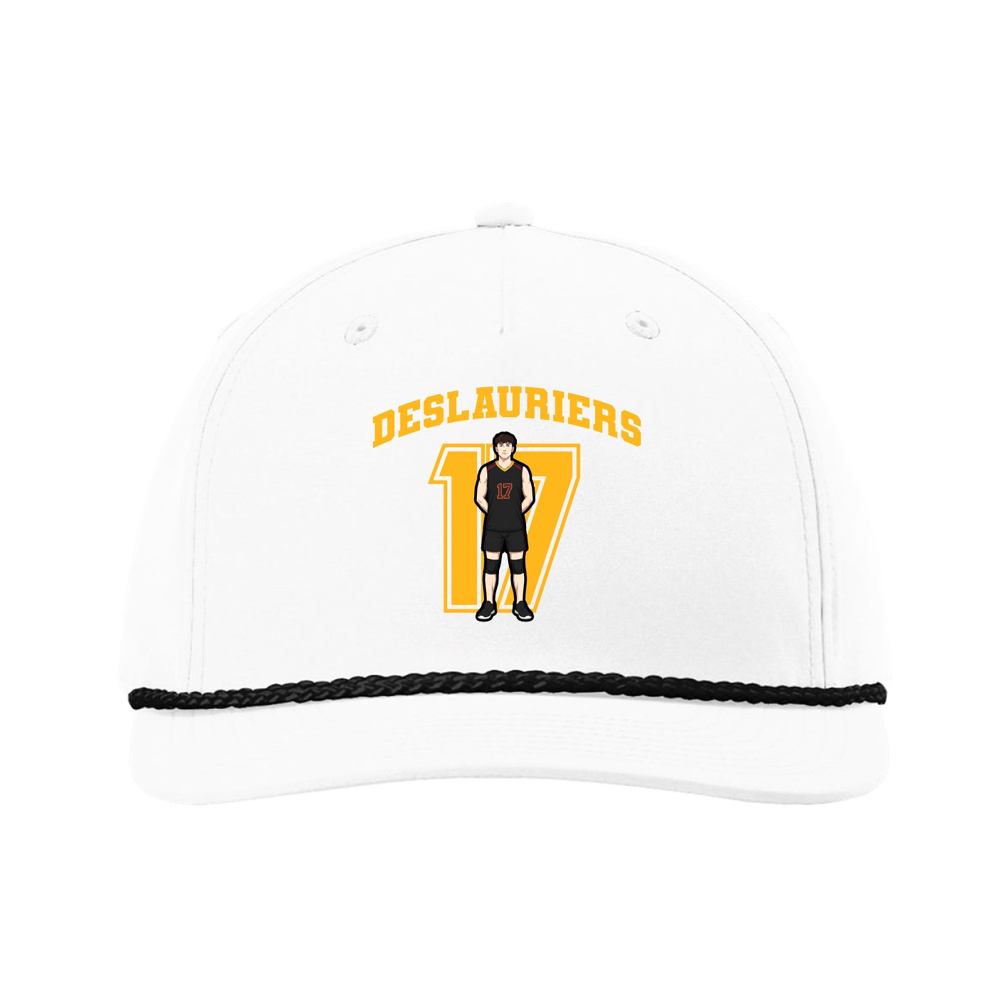 Five-Panel Classic Rope Cap — Number in White