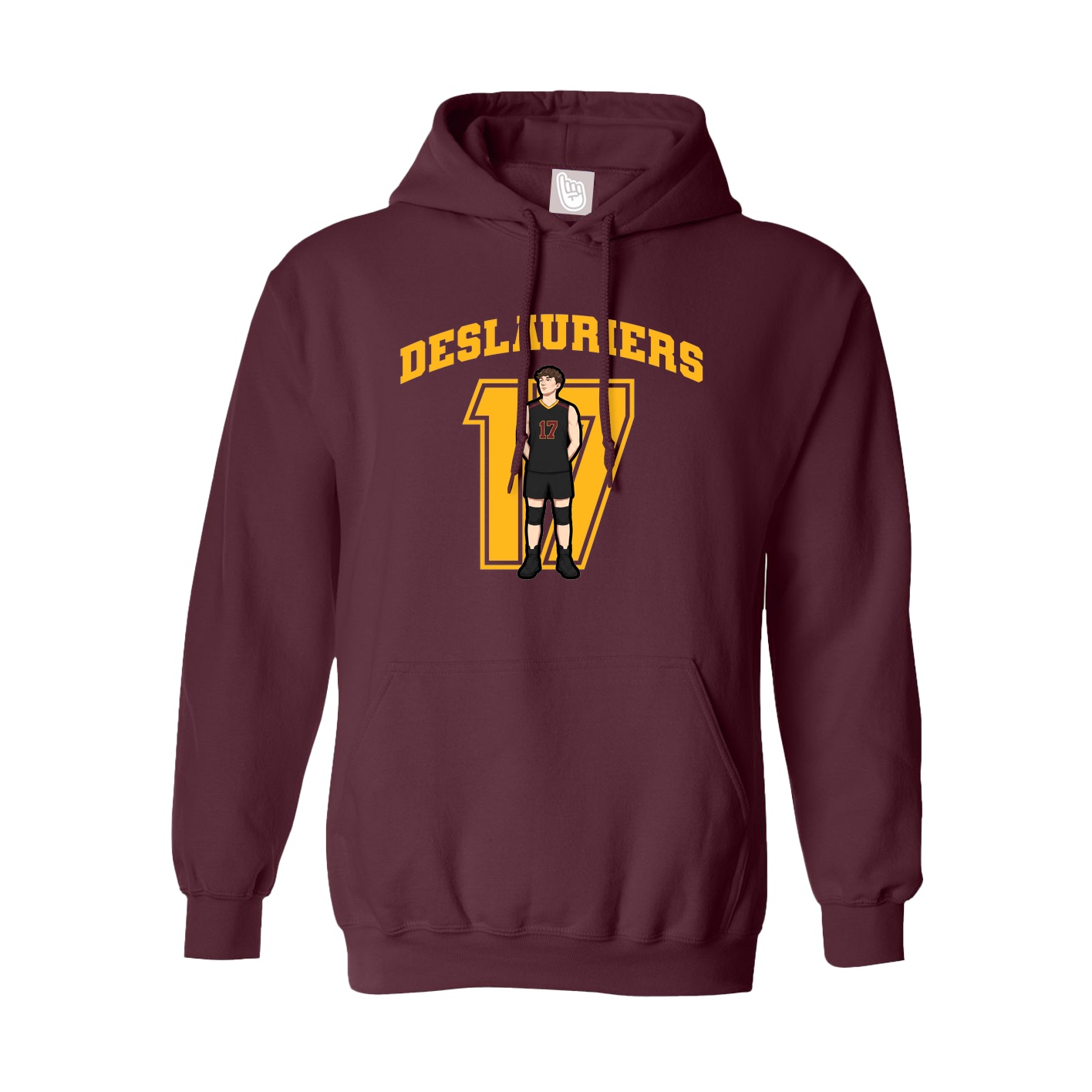 Hoodie — Number in Maroon