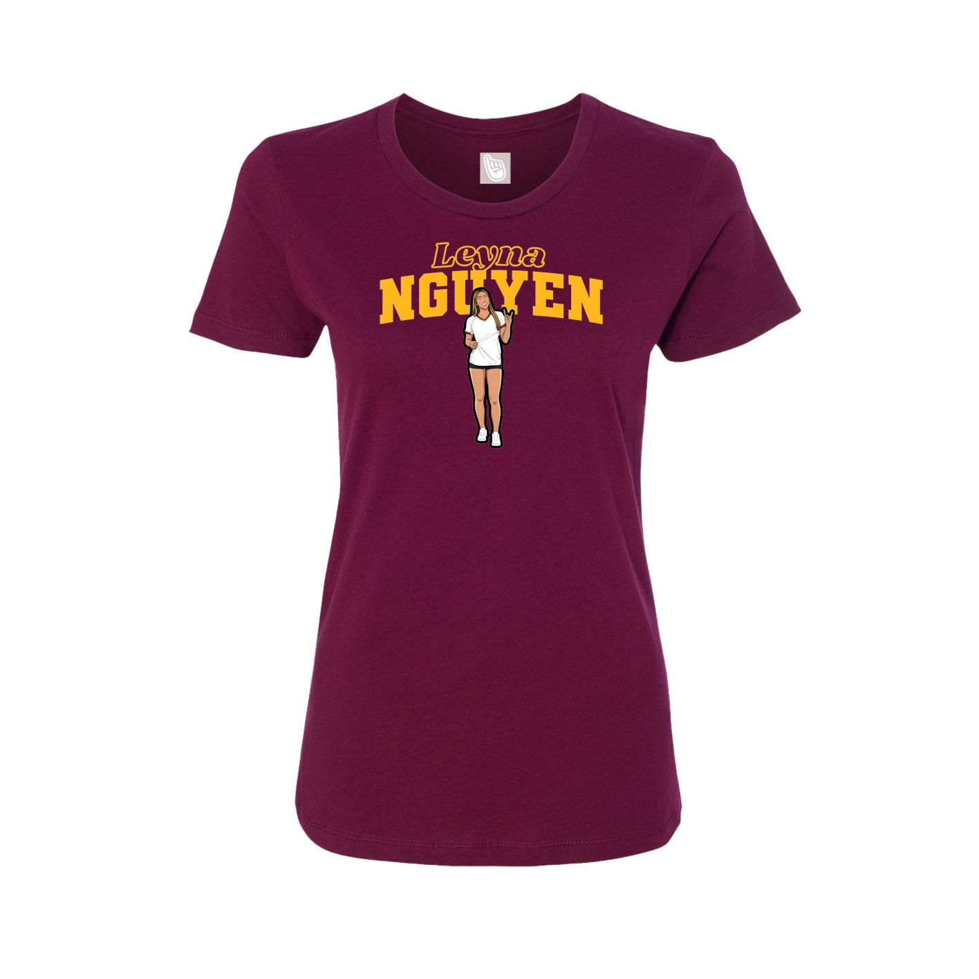 Fitted Women's Tee — Name Arch in Maroon