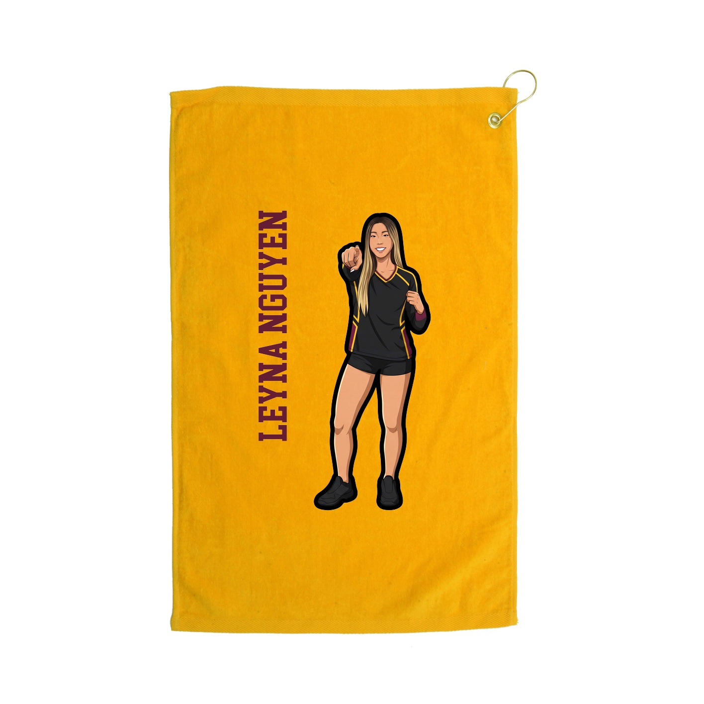 Golf Towel — Name Vertical in Gold