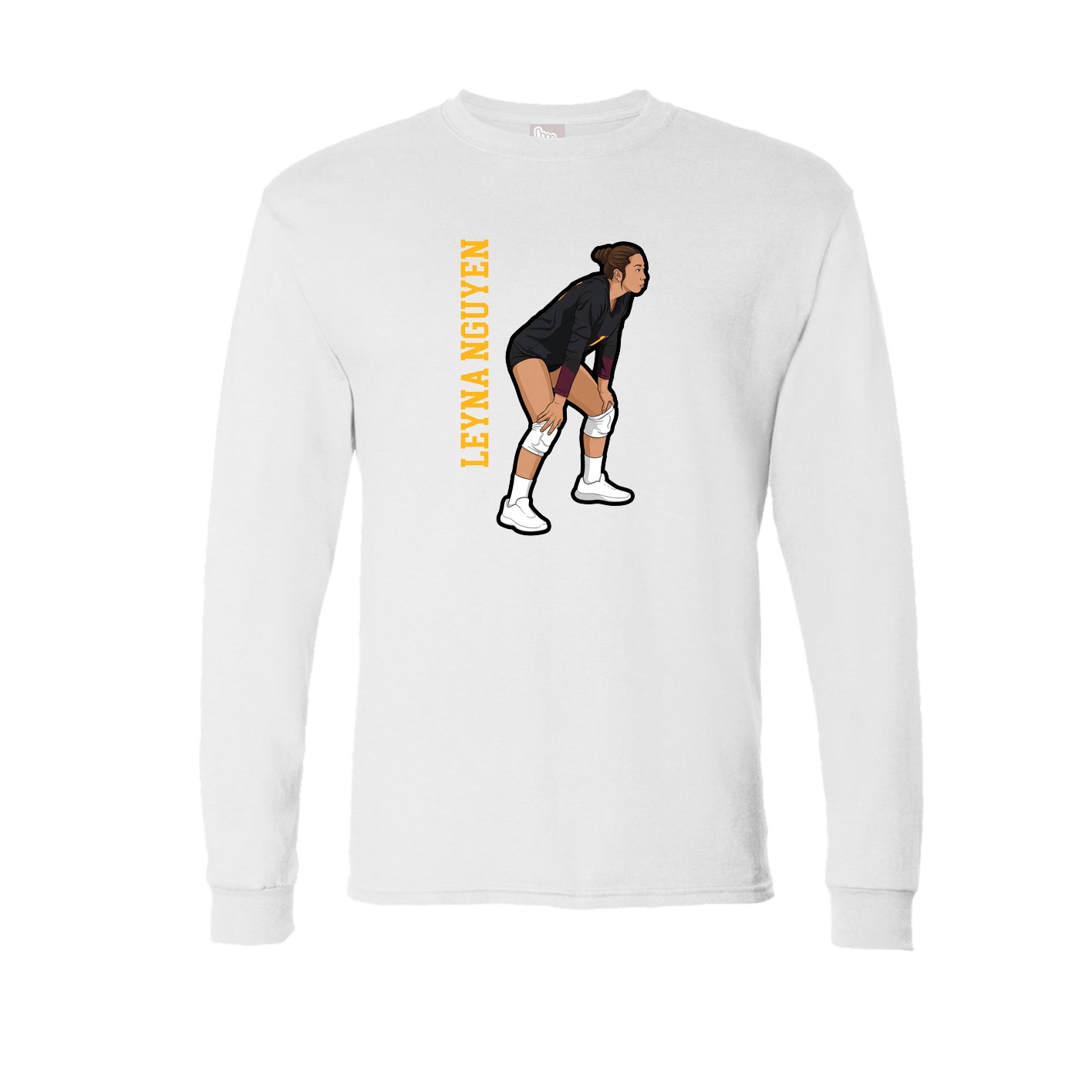 Long Sleeve Tee — Name Vertical in White