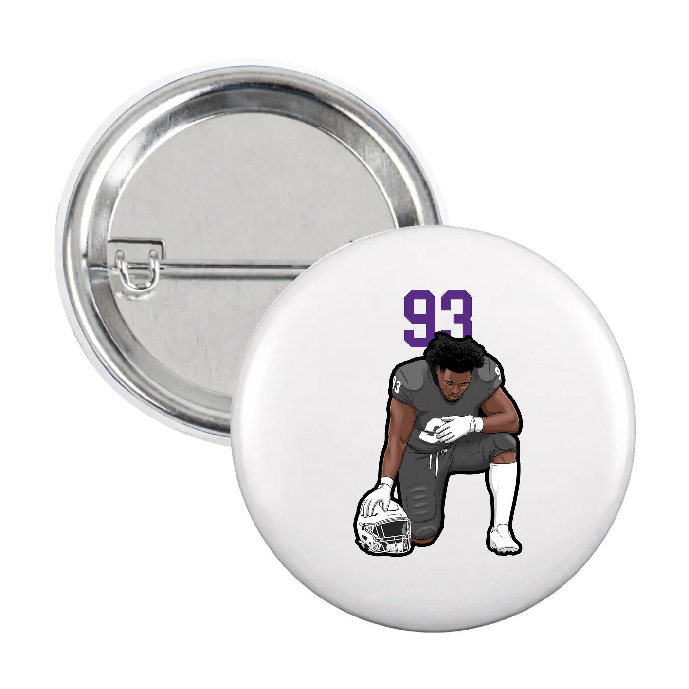 Game Day Button — Number Top in White