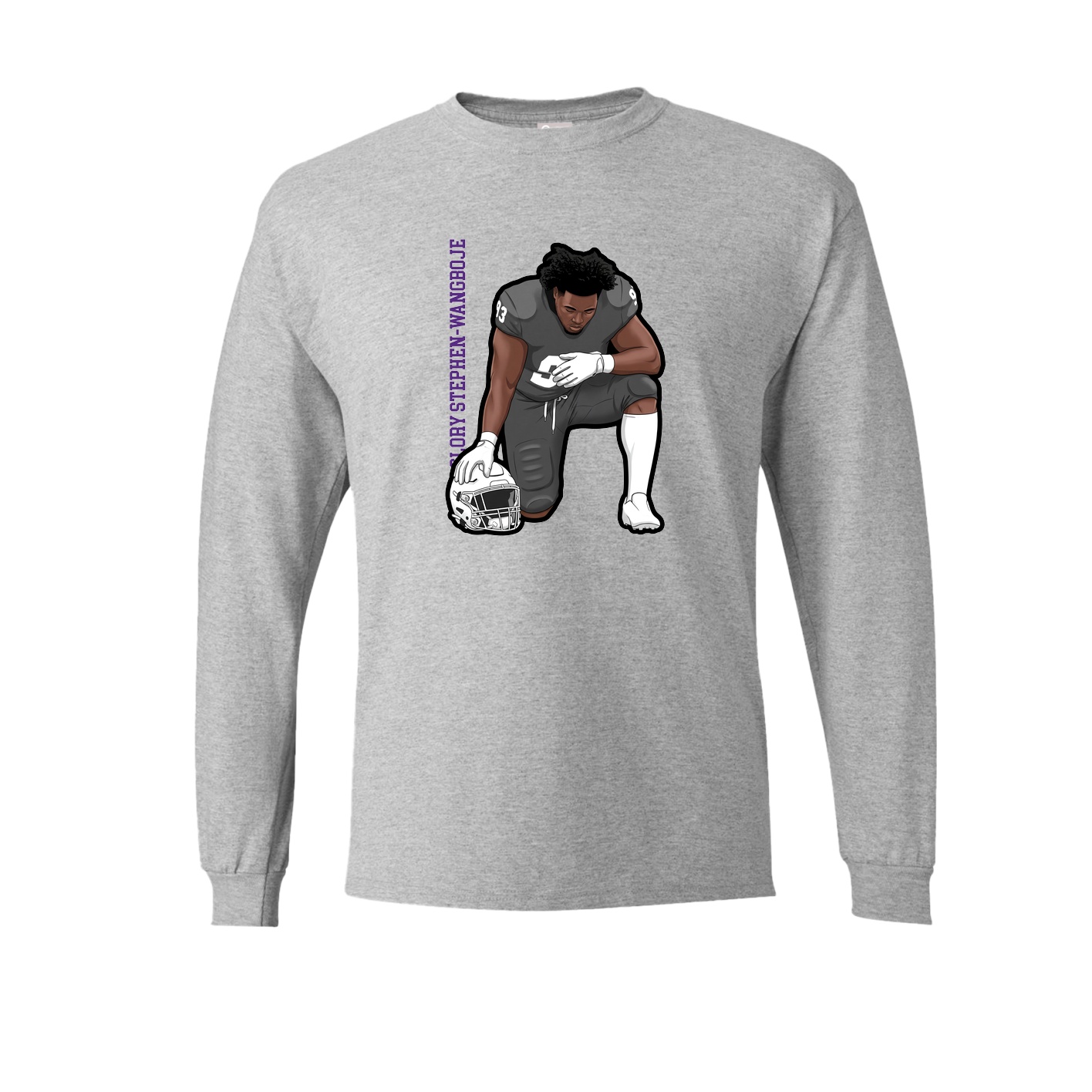 Long Sleeve Tee — Name Vertical in Grey