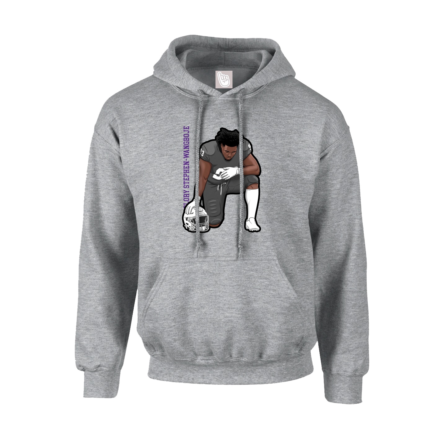 Hoodie — Name Vertical in Grey