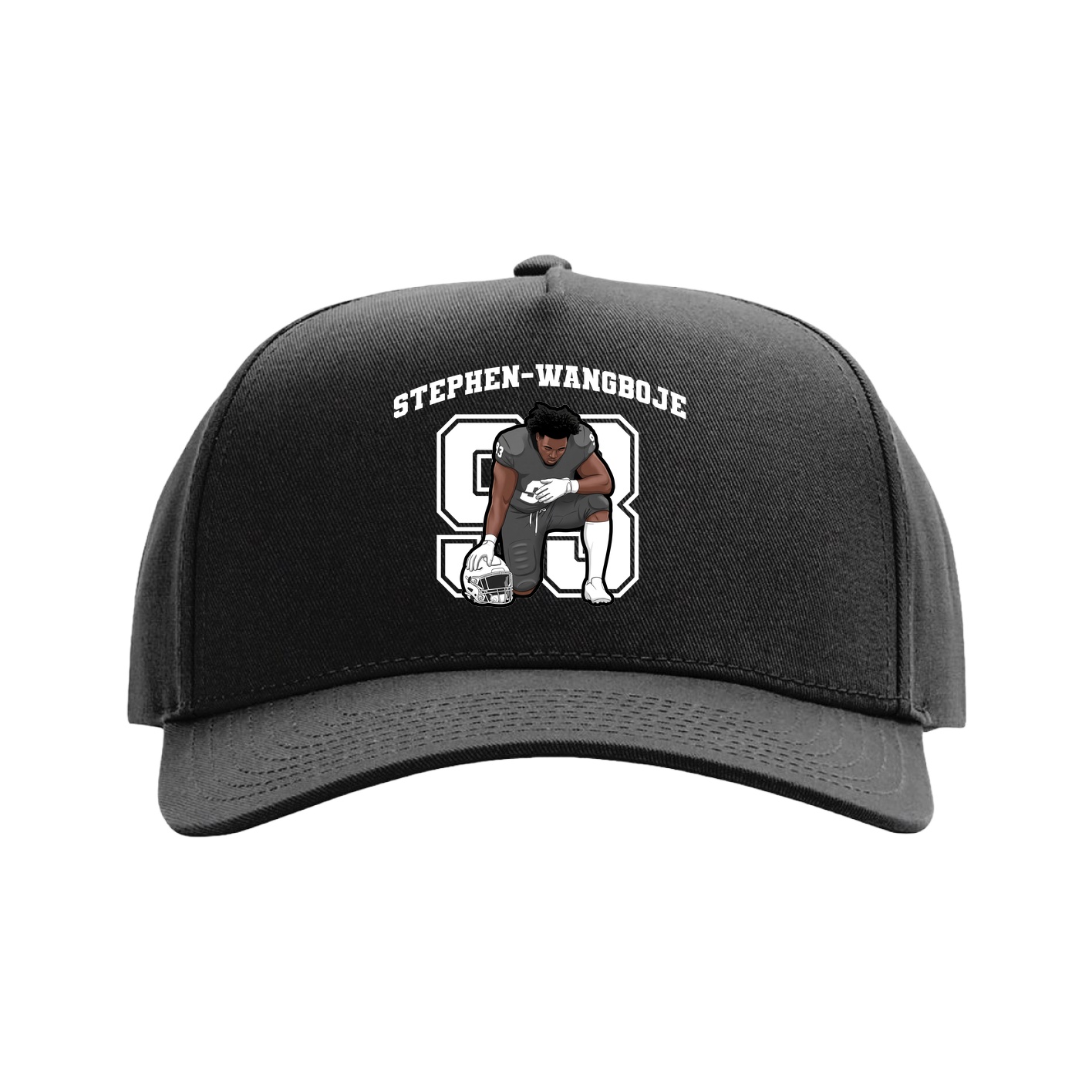 Full Fabric Five-Panel Champ Cap — Number in Black