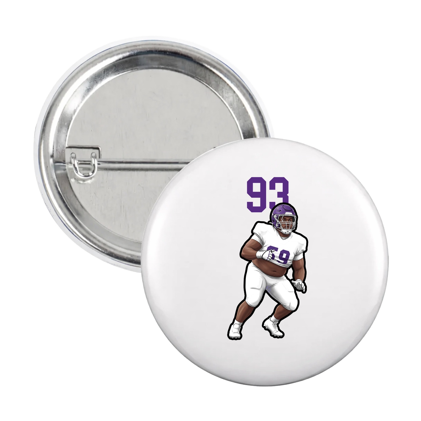 Game Day Button — Number Top in White