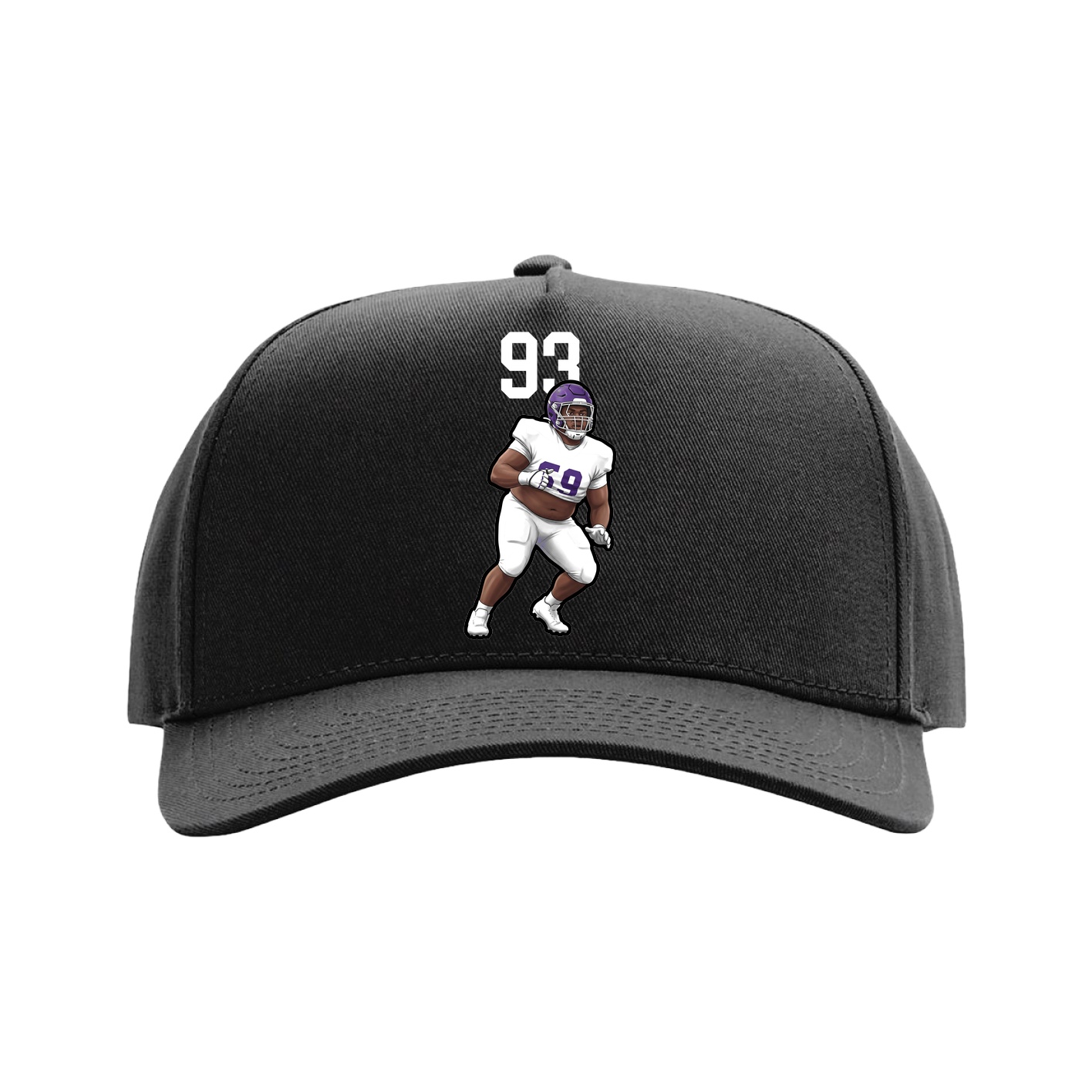 Full Fabric Five-Panel Champ Cap — Number Top in Black
