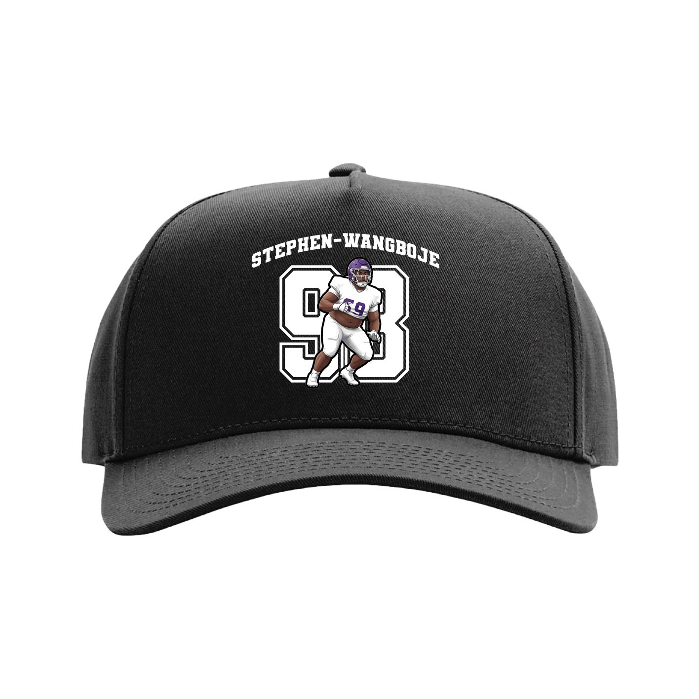 Full Fabric Five-Panel Champ Cap — Number in Black