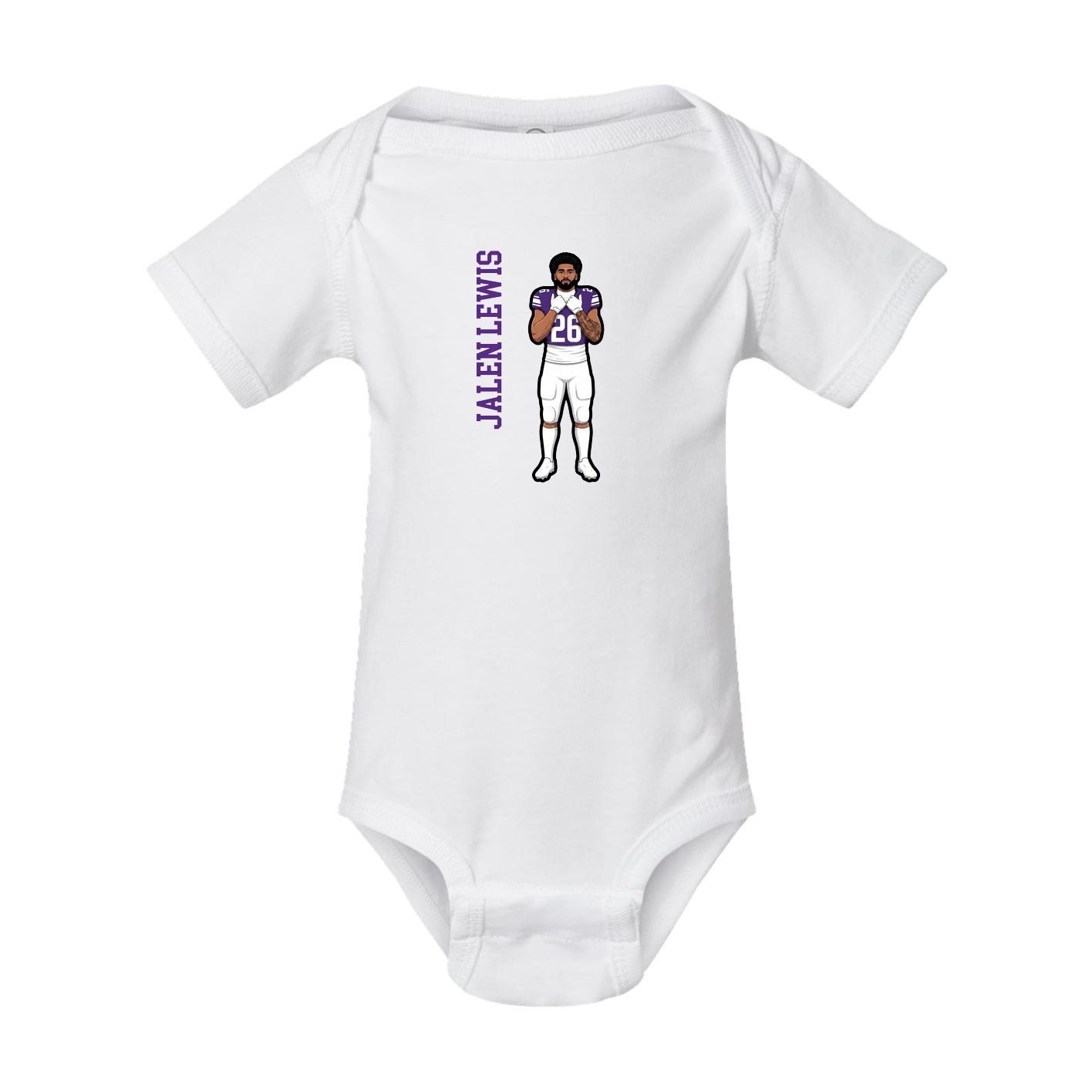 Baby Onesie — Name Vertical in White