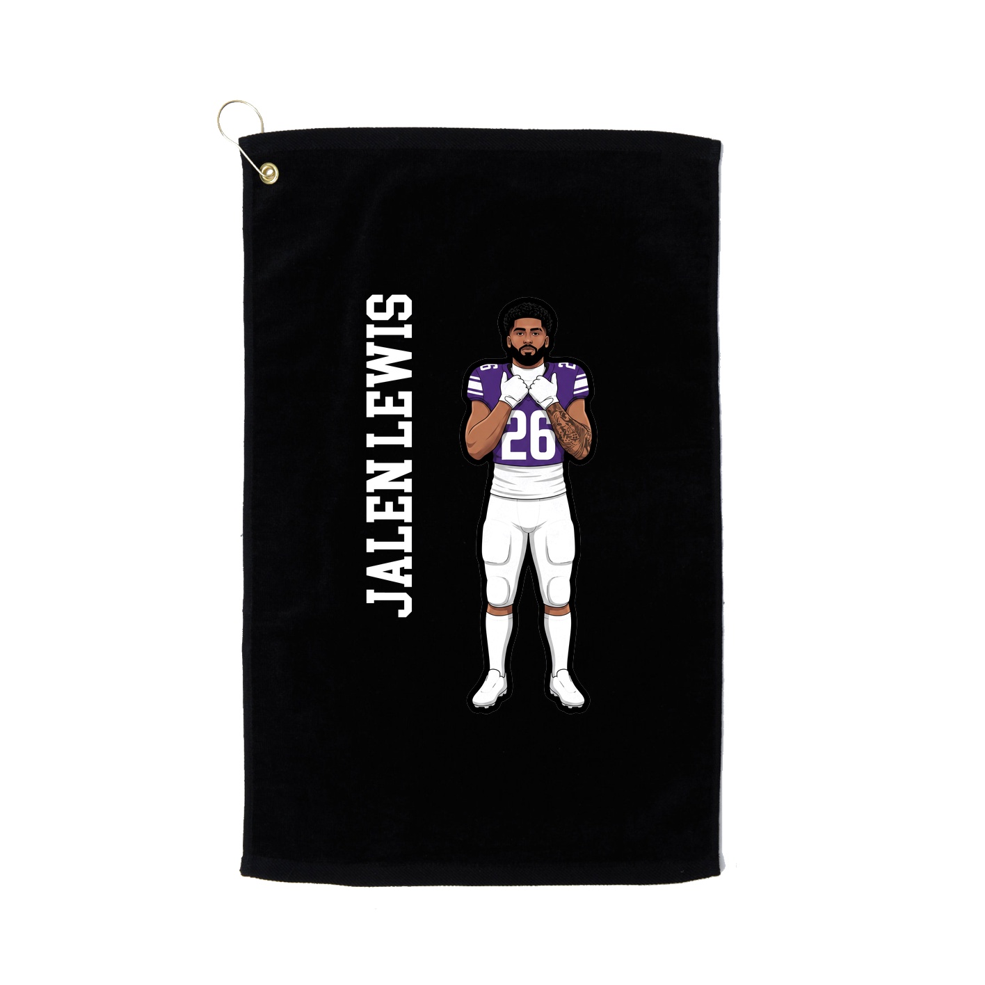 Golf Towel — Name Vertical in Black