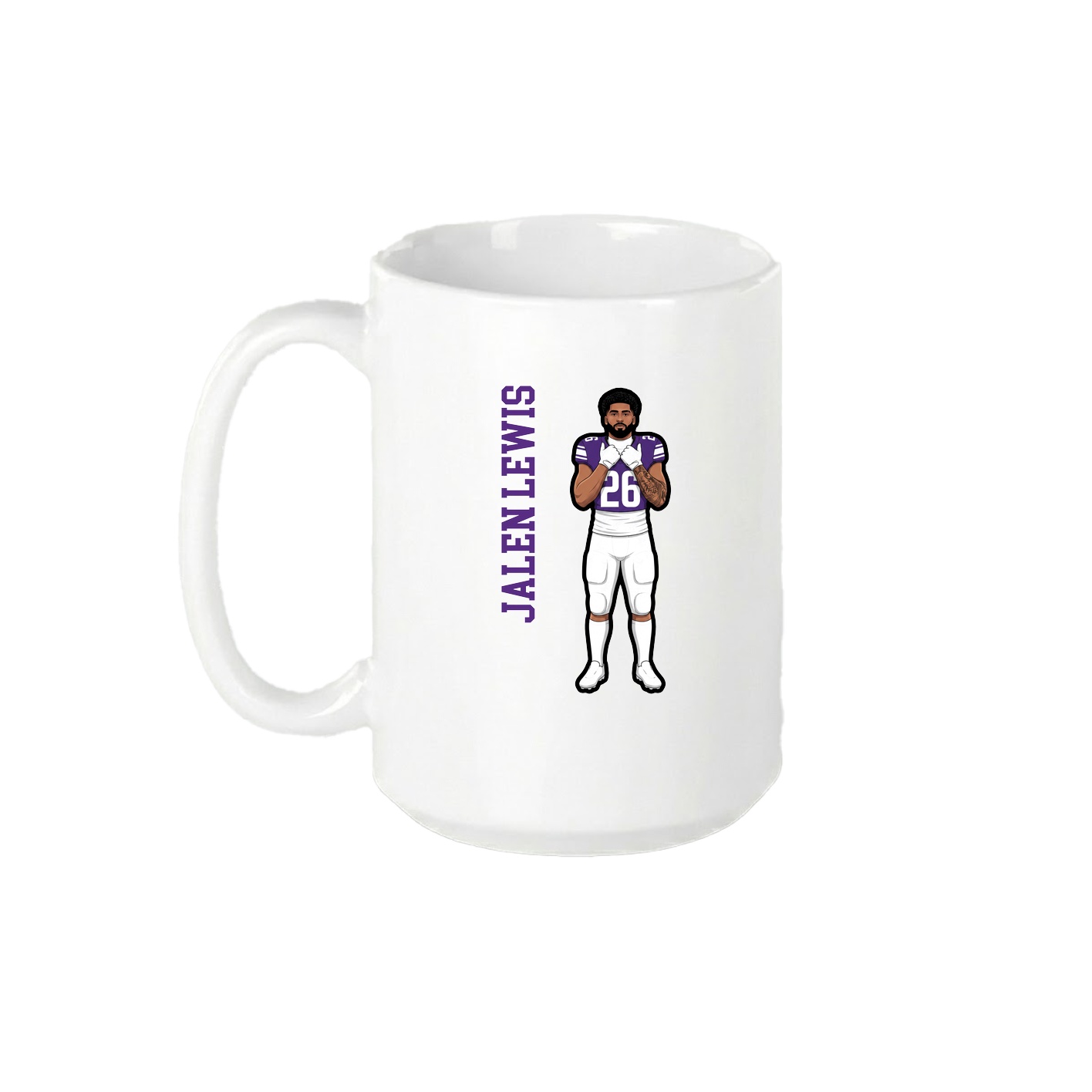 15oz Coffee Mug — Name Vertical in White