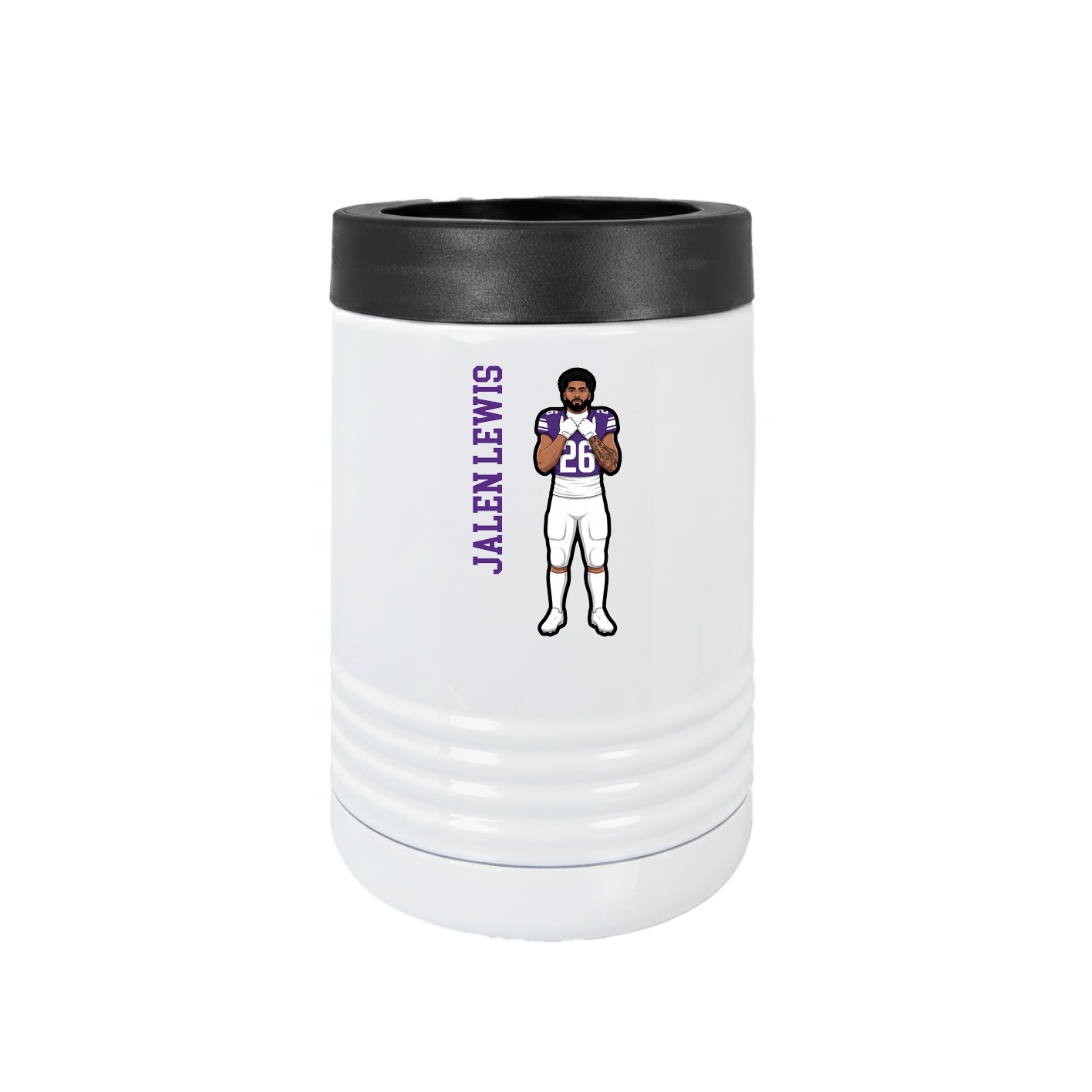 Beverage Holder — Name Vertical in White