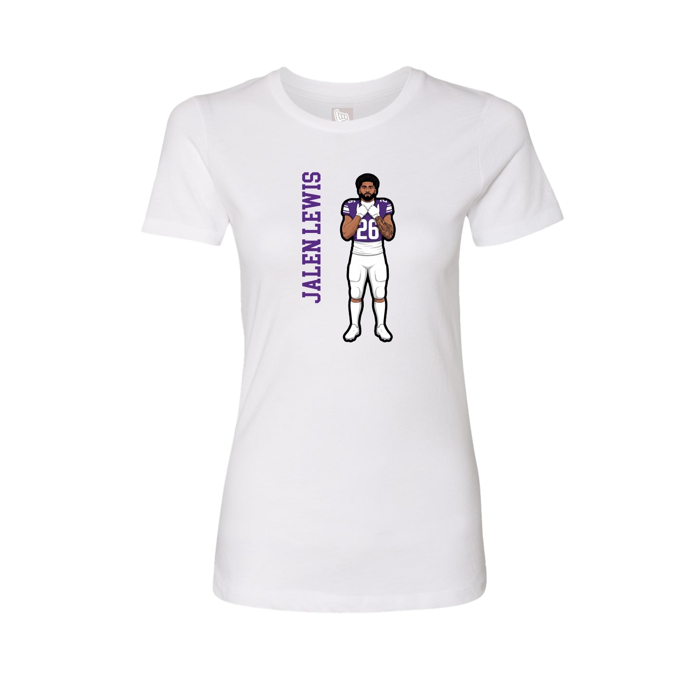 Fitted Women's Tee — Name Vertical in White