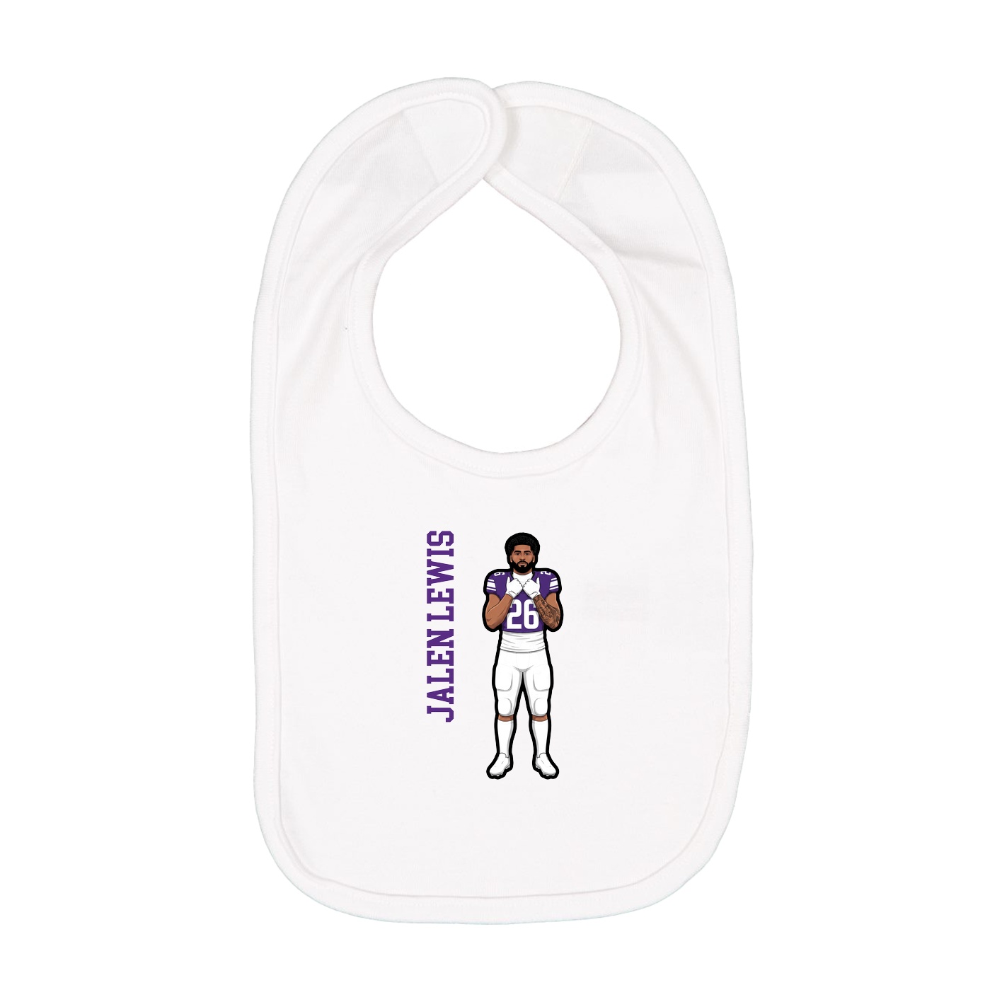 Infant Bib — Name Vertical in White