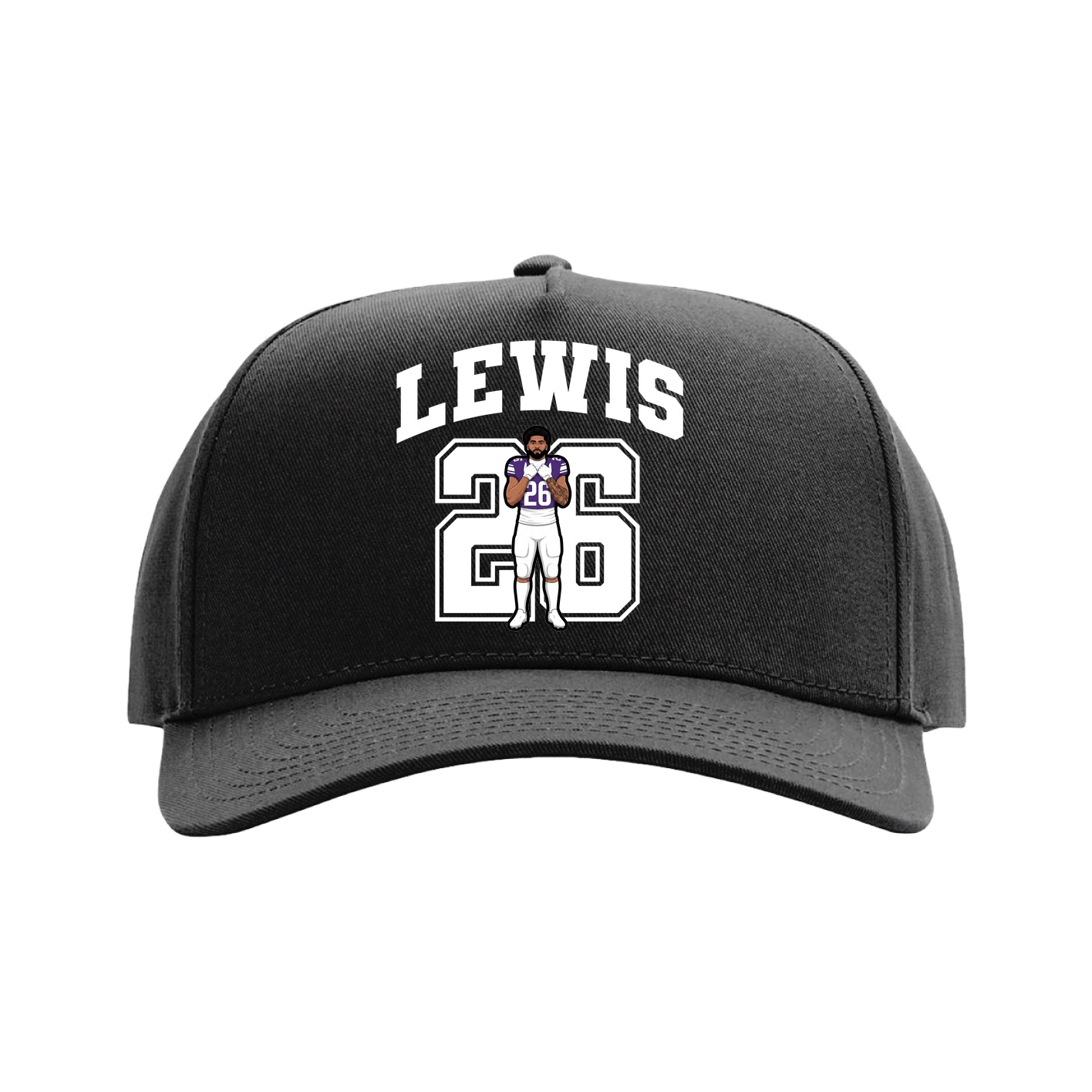 Full Fabric Five-Panel Champ Cap — Number in Black