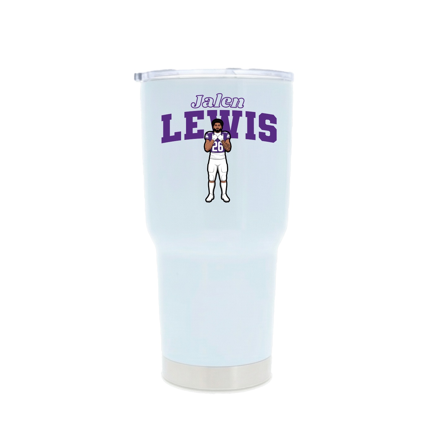 30oz Stainless Steel Tumbler — Name Arch in White