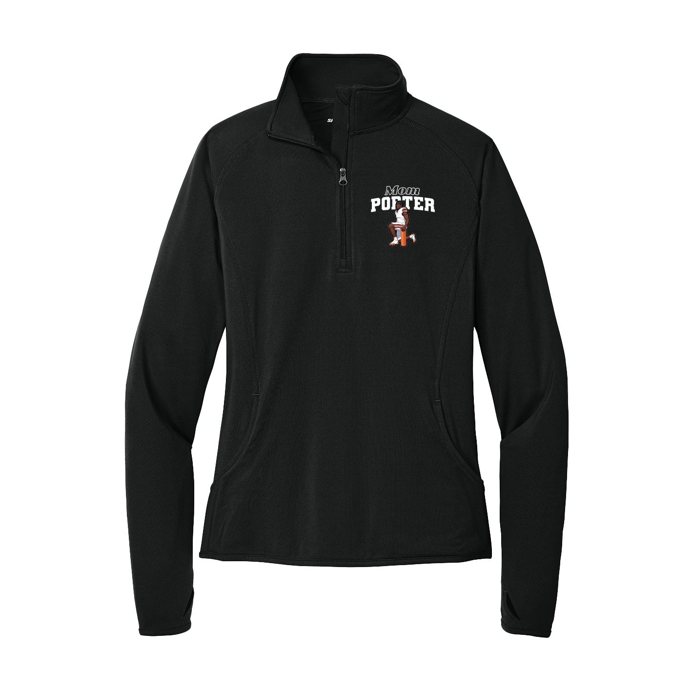 Women's Q-Zip Pullover — Mothers Day Block in Black