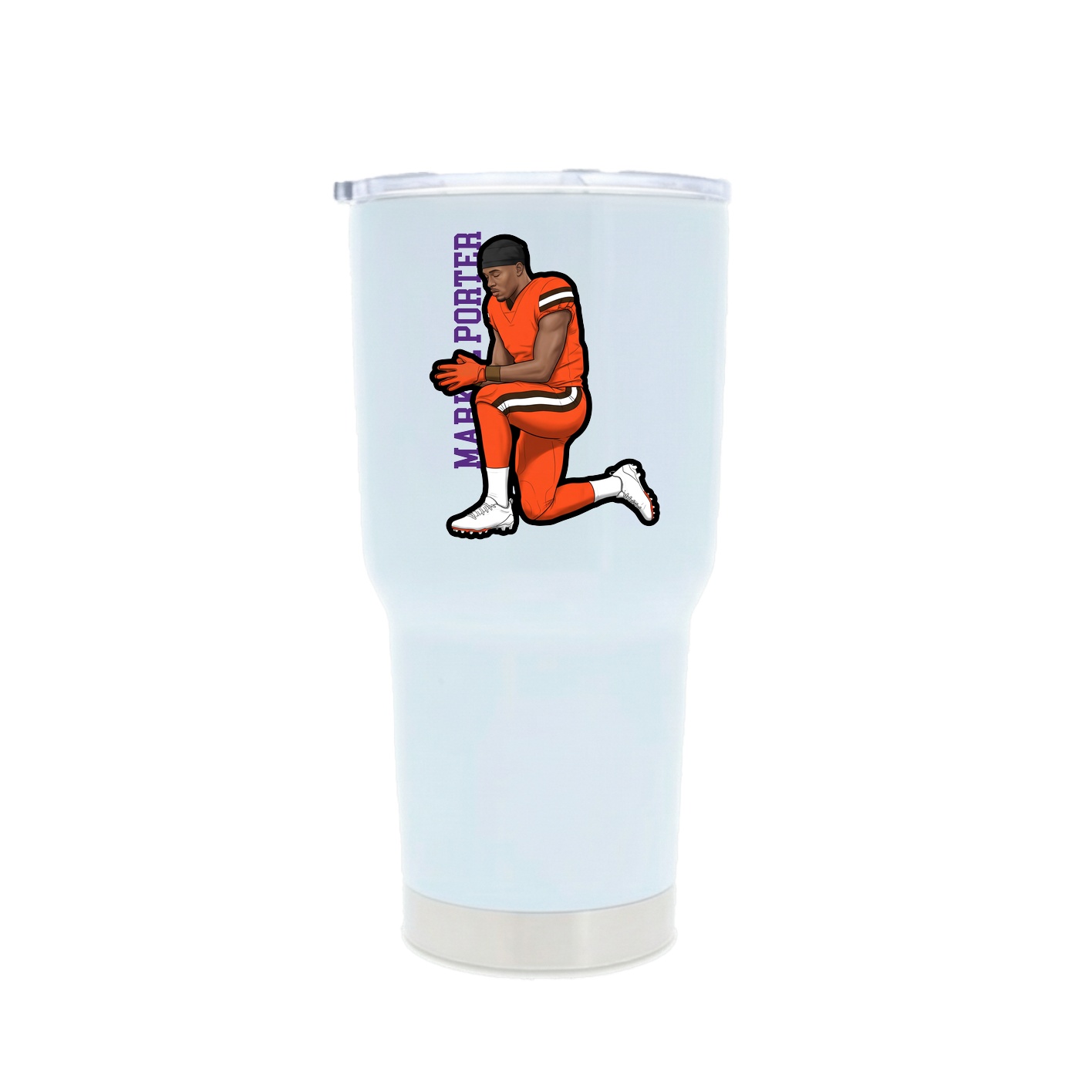 30oz Stainless Steel Tumbler — Name Vertical in White