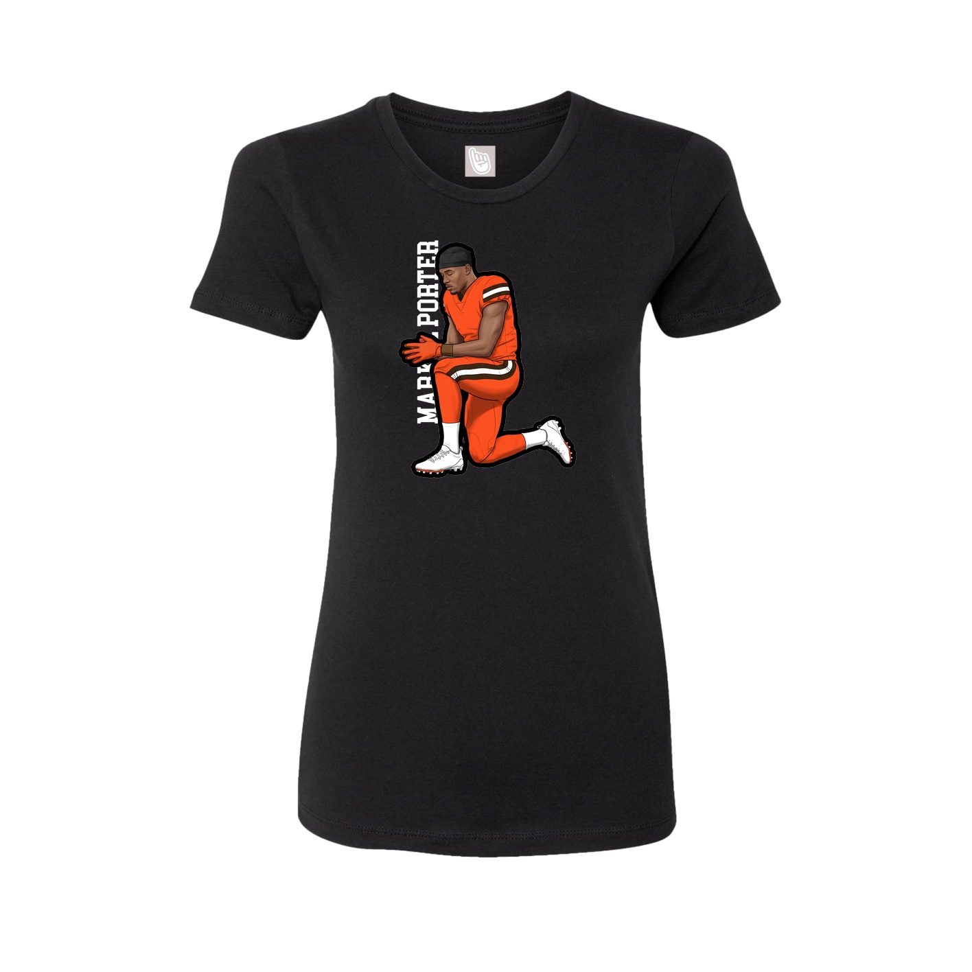 Fitted Women's Tee — Name Vertical in Black