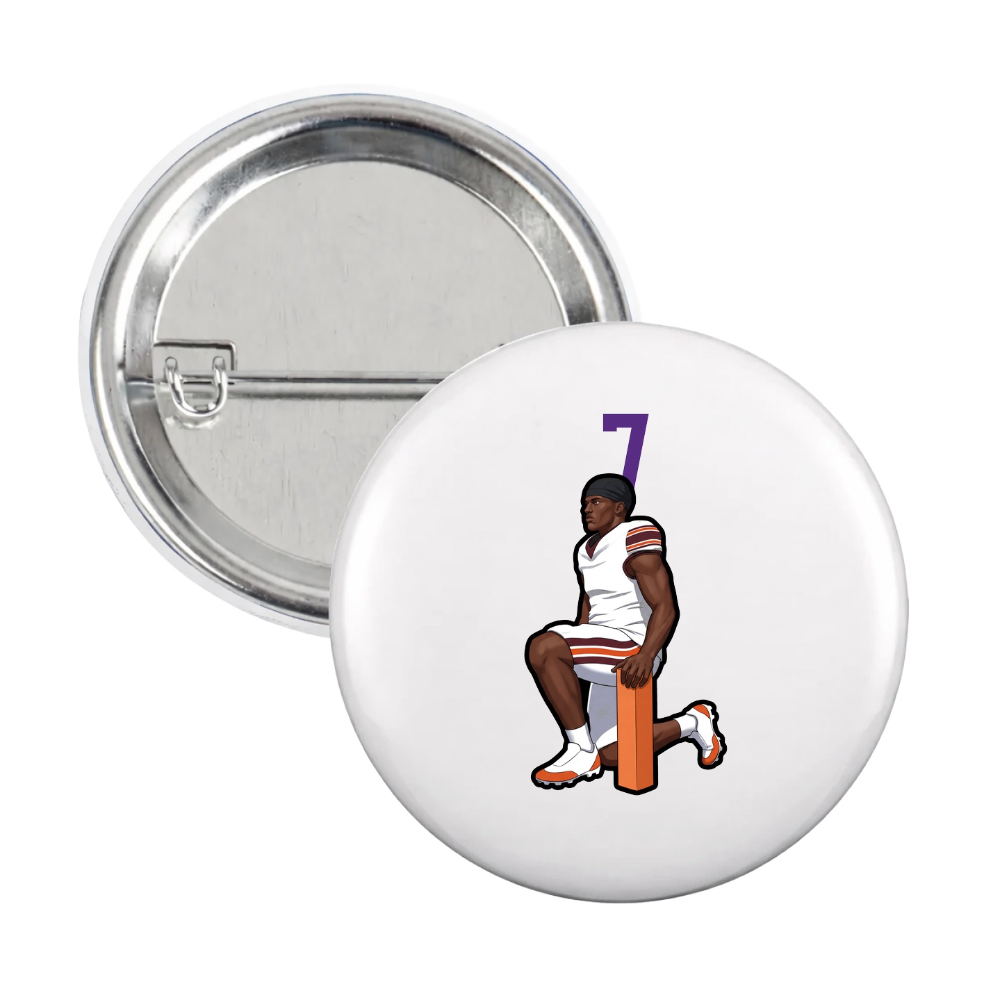 Game Day Button — Number Top in White