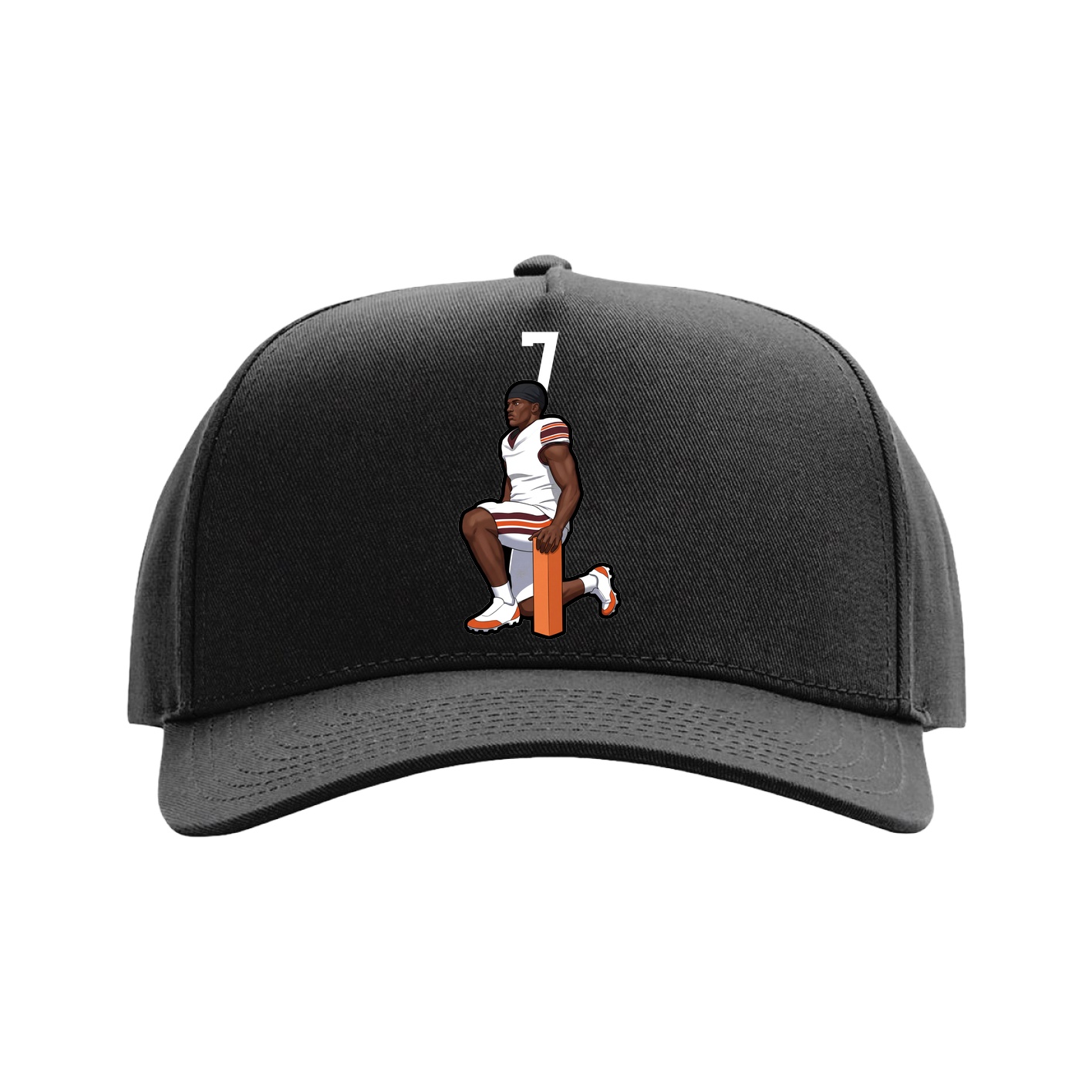 Full Fabric Five-Panel Champ Cap — Number Top in Black