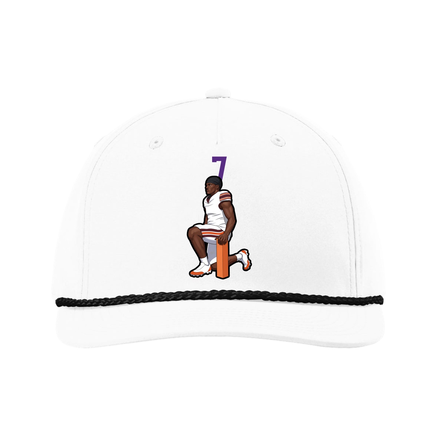 Five-Panel Classic Rope Cap — Number Top in White