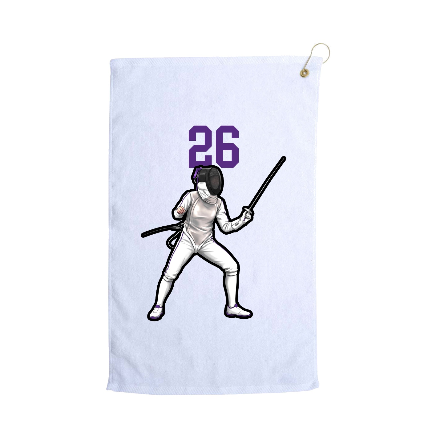 Golf Towel — Number Top in White