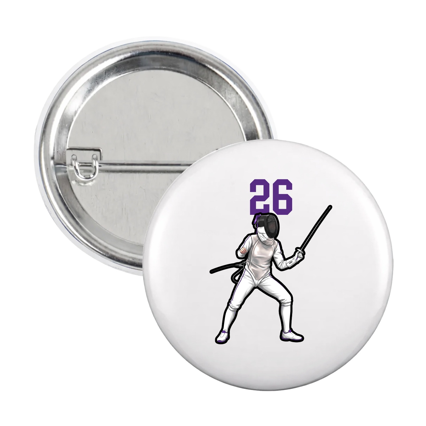 Game Day Button — Number Top in White