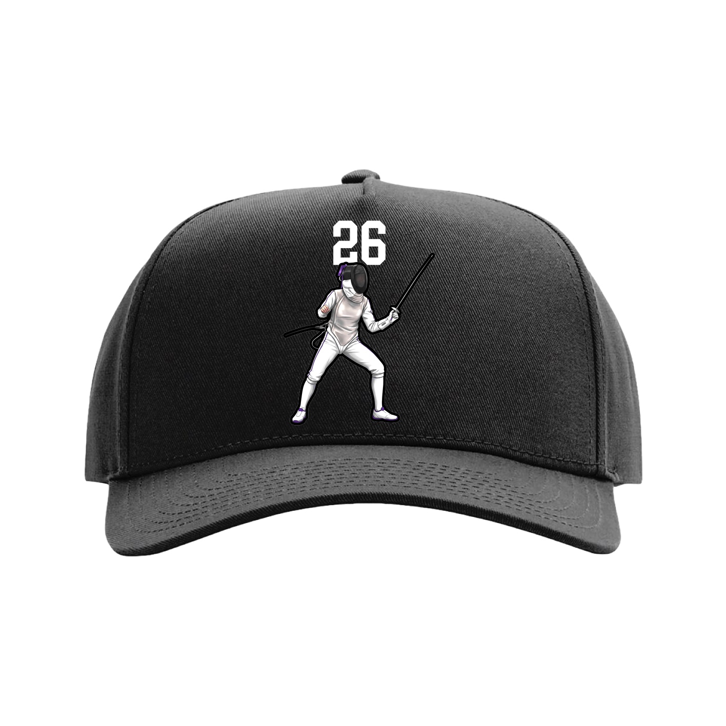 Full Fabric Five-Panel Champ Cap — Number Top in Black